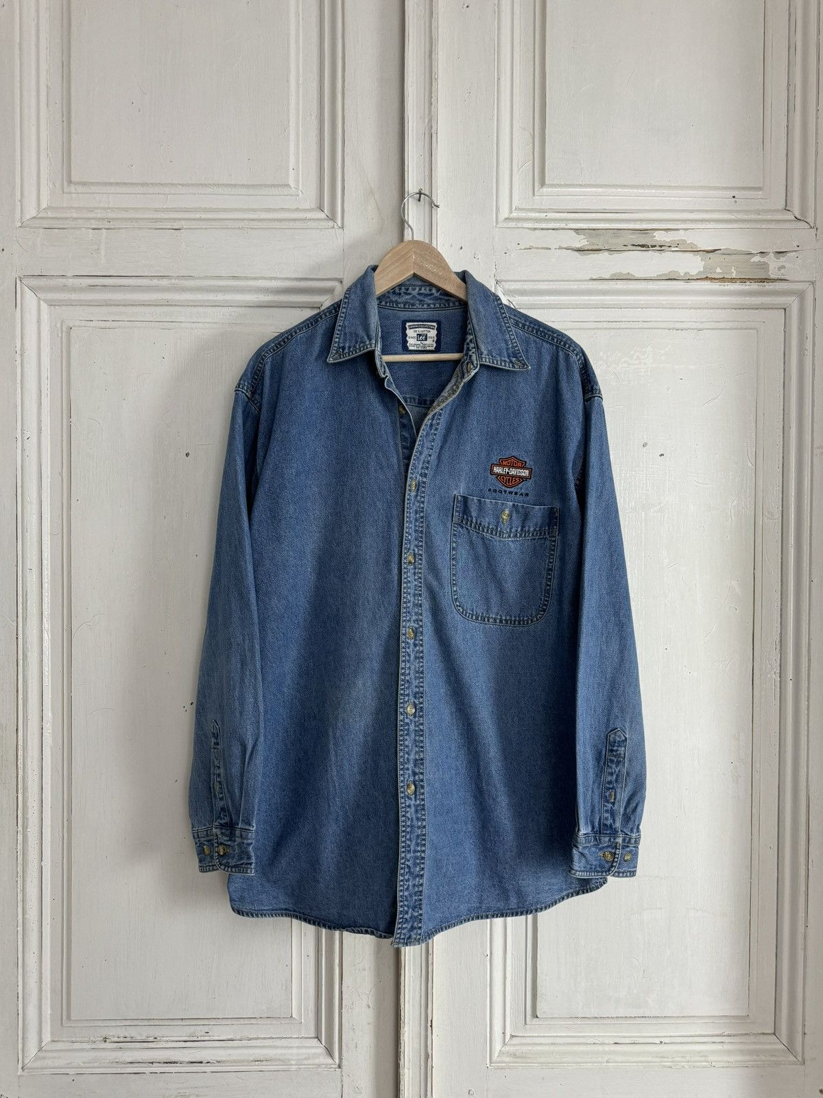 Harley Davidson × Lee × Vintage Lee Harley Davidson Vintage Denim Jeans Shirt Size US L / EU 52-54 / 3 - 1 Thumbnail