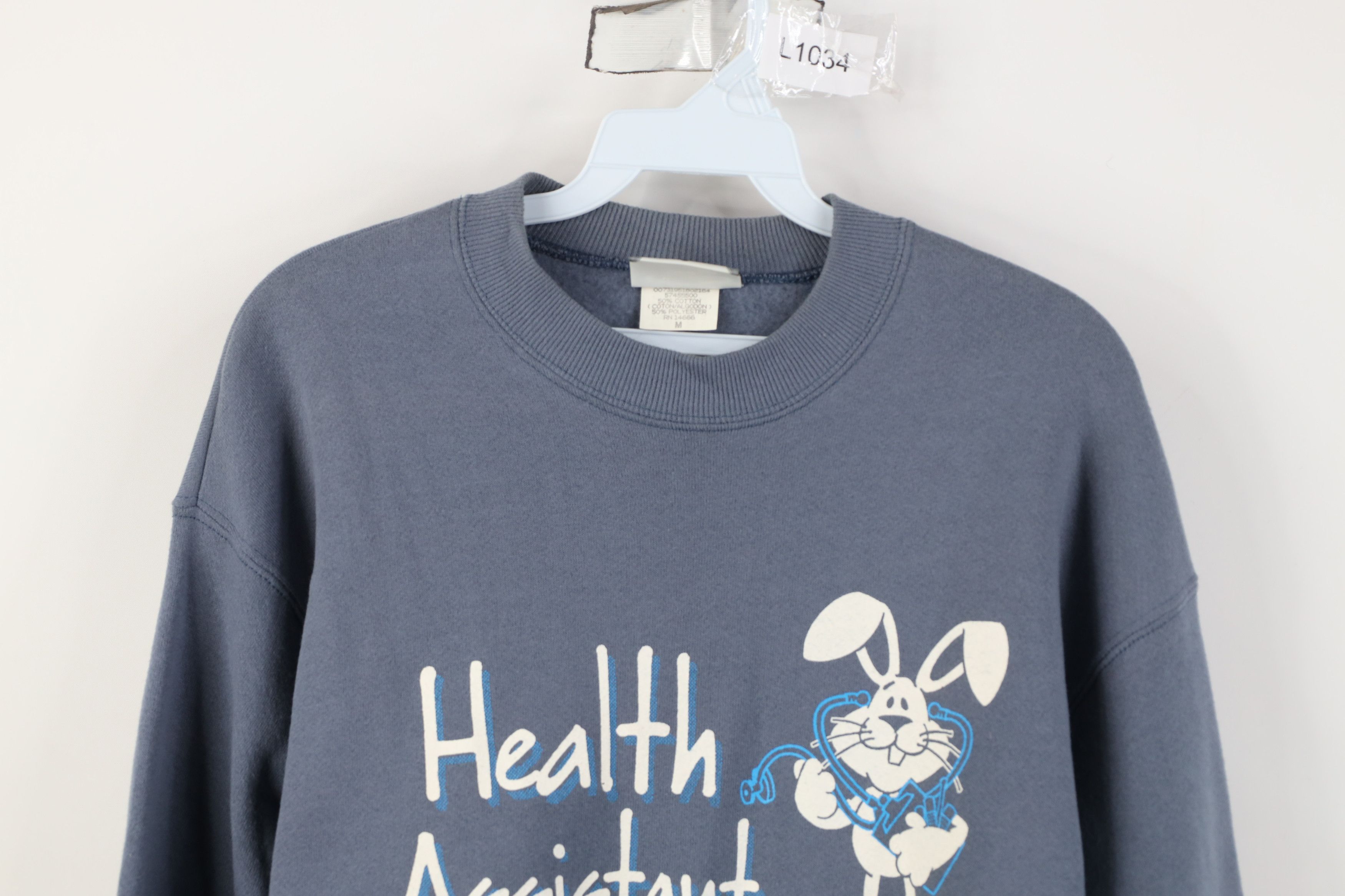 Vintage Vintage 90s Health Assistant Overworked But Sweatshirt USA Size M / US 6-8 / IT 42-44 - 2 Thumbnail