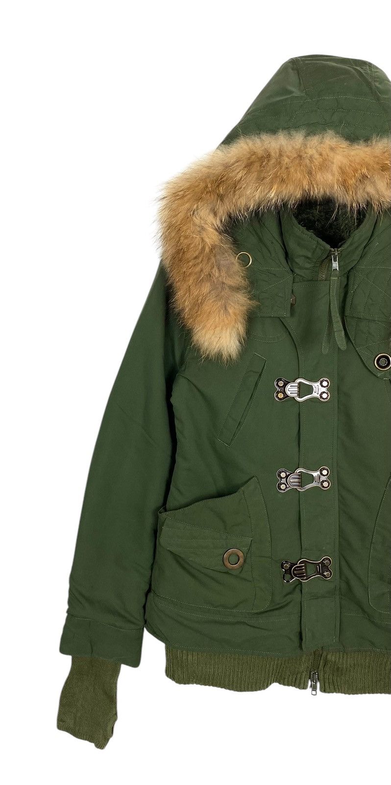 Japanese Brand Rare‼️ Sly Military Olive Green Fur Hooded Parka Size XS / US 0-2 / IT 36-38 - 2 Thumbnail