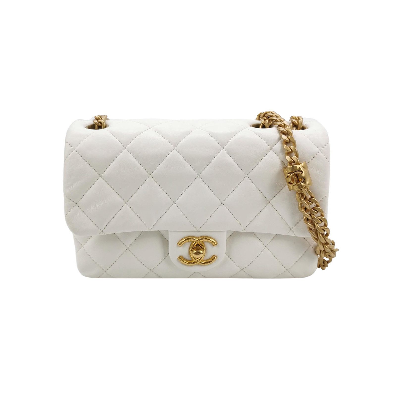 Chanel White Quilted Lambskin Flap Bag, Women's