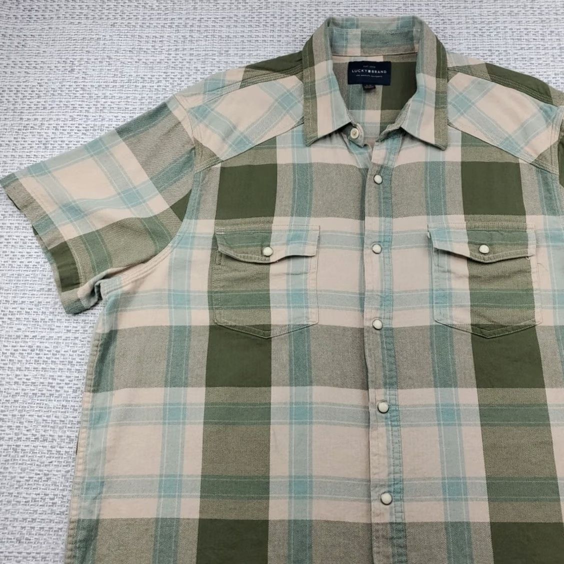 Lucky Brand Lucky Brand Shirt Mens L Plaid Pearl Snap Short Sleeve Button-Up Western Button-Up Shirt Size US L / EU 52-54 / 3 - 3 Thumbnail
