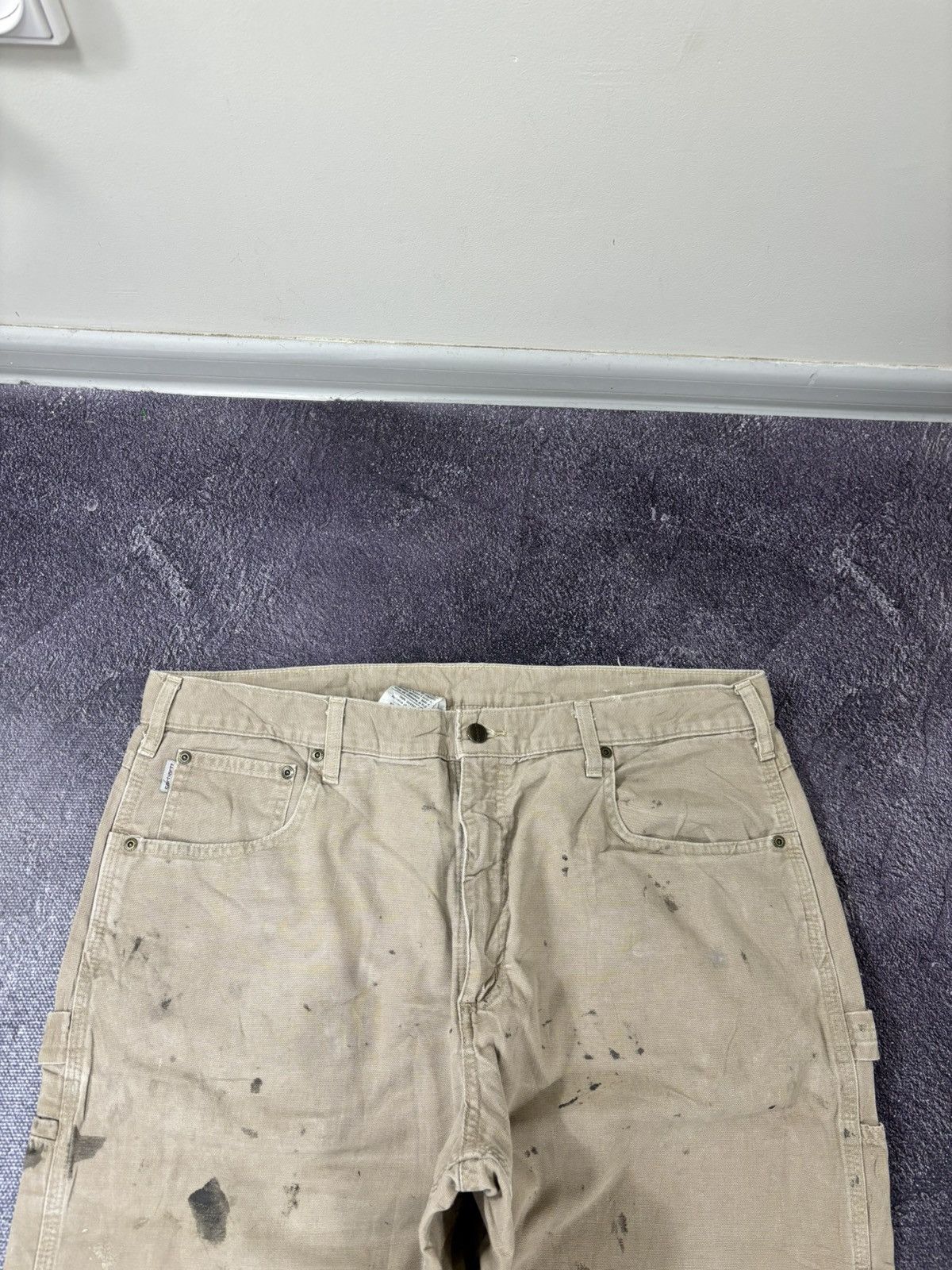 Carhartt Vintage 90s Carhartt Cream Work Hype Carpenter Baggy Pants Size US 38 / EU 54 - 9 Thumbnail