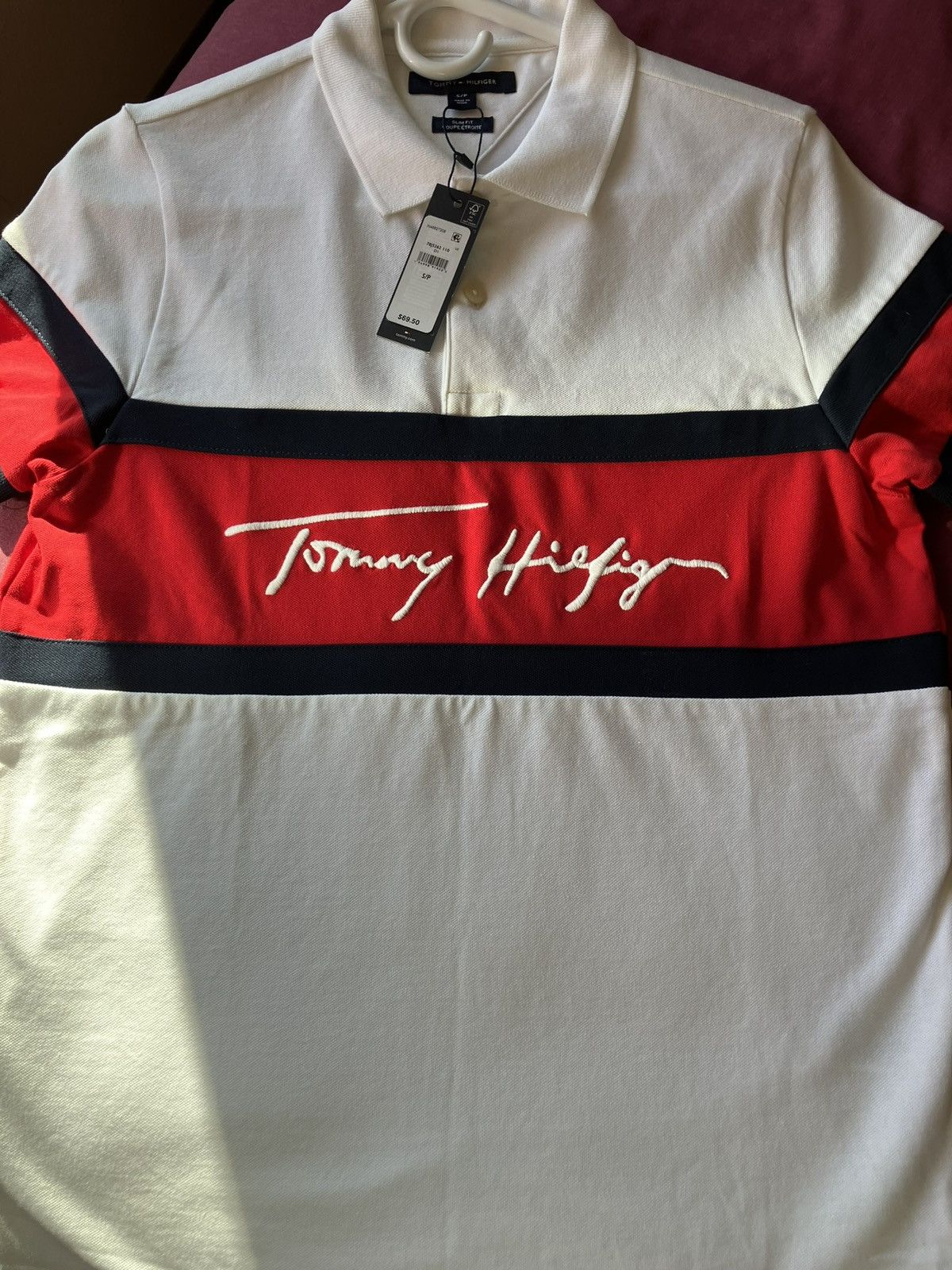 Tommy Hilfiger TOMMY HILFIGER Signature Logo Slim Fit Polo - White Size US S / EU 44-46 / 1 - 1 Thumbnail