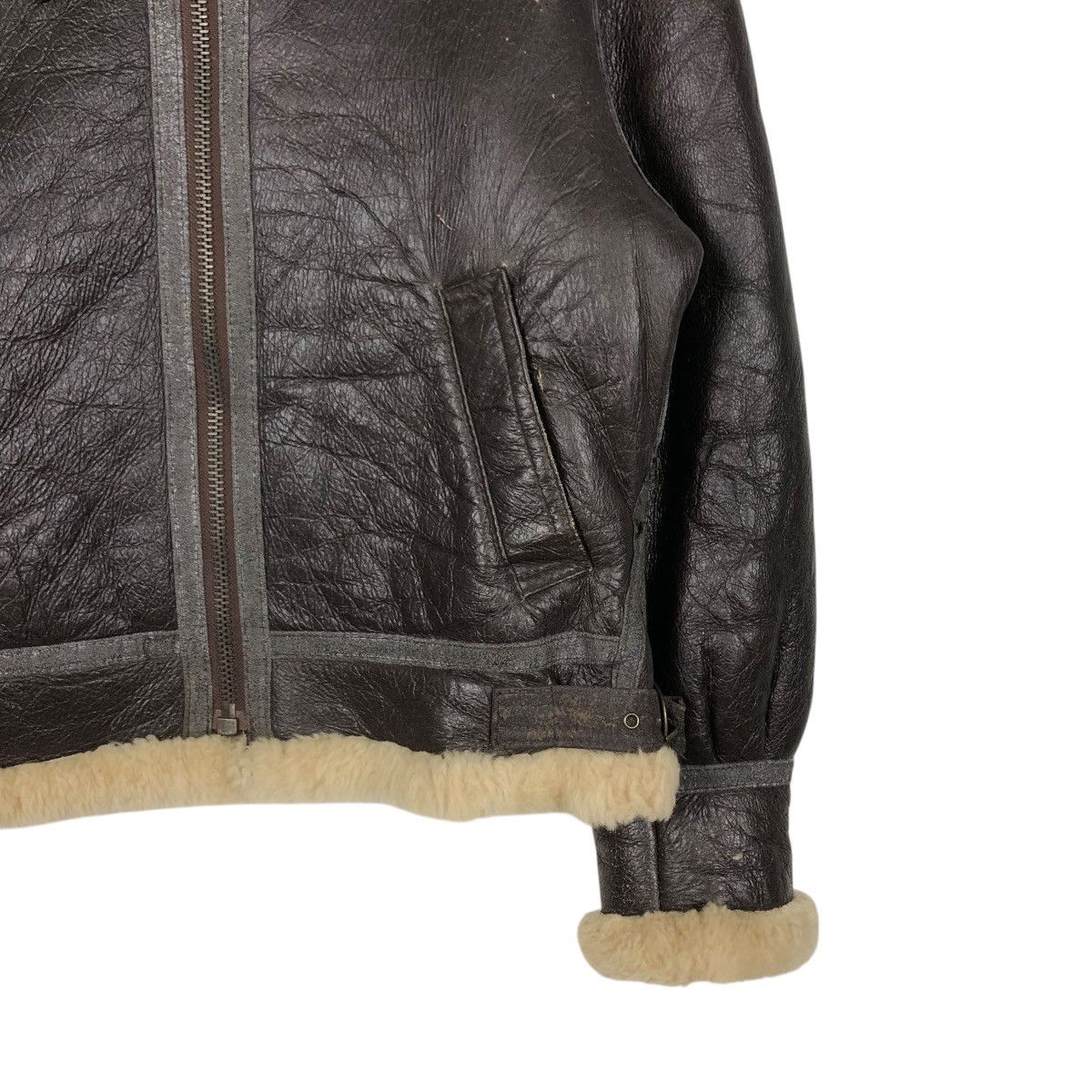 Vintage 🔥VINTAGE SHEARLING B-3 JACKET GENUINE LEATHER US ARMY STYLE Size US M / EU 48-50 / 2 - 7 Thumbnail