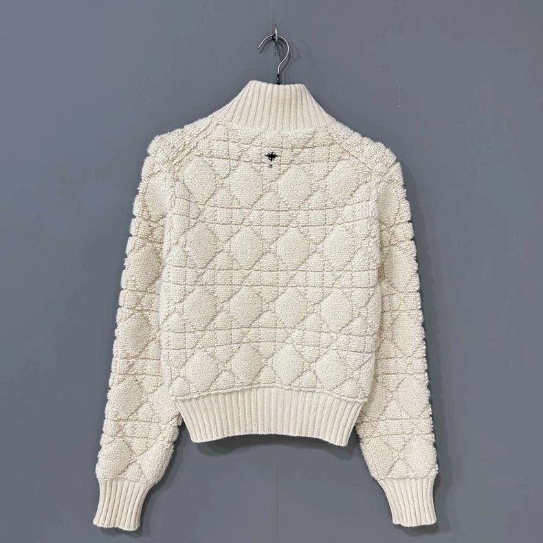 Dior Beige Patterned Knit Zip-2505 Size S / US 4 / IT 40 - 3 Thumbnail