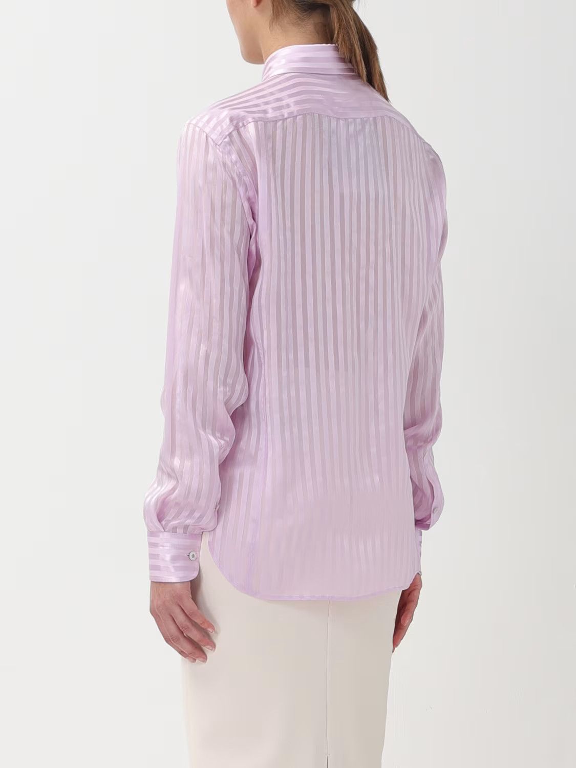 Tom Ford o1w1db10525 CA3255 Silk Shirt in Lilac Size S / US 4 / IT 40 - 3 Thumbnail