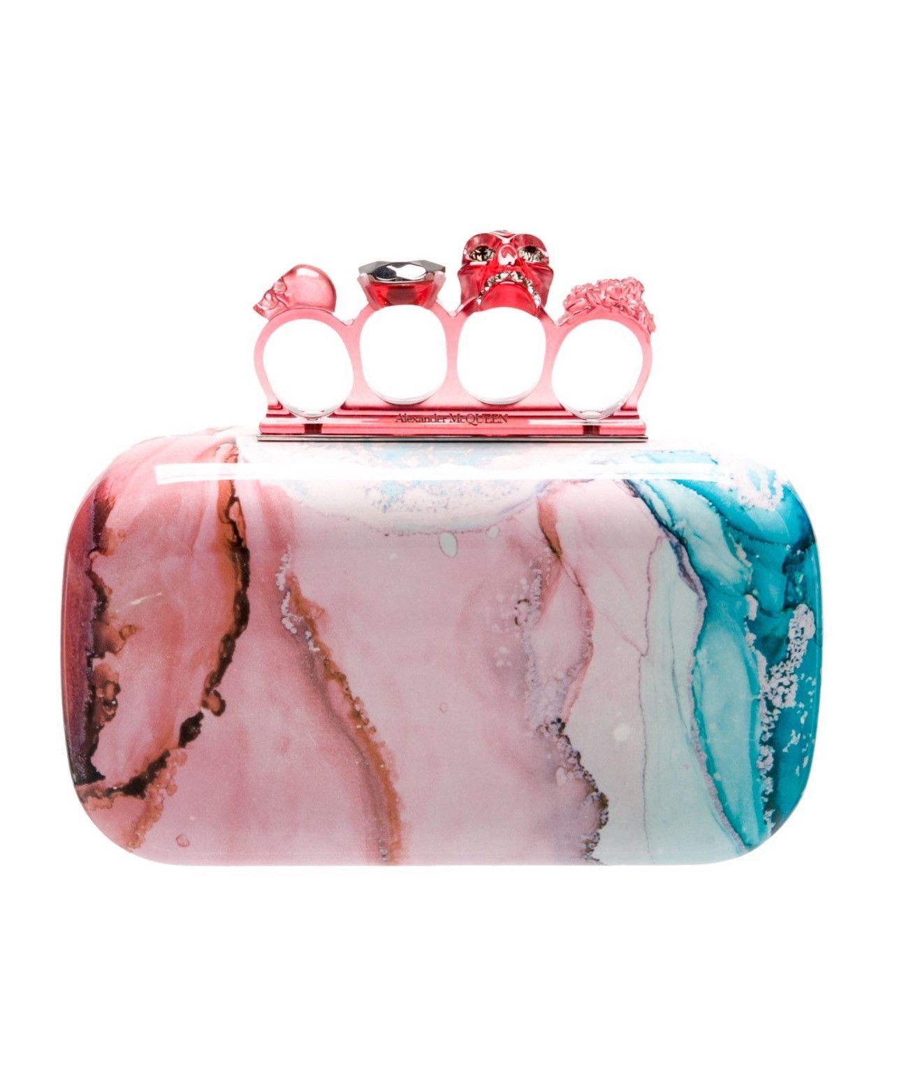 Alexander McQueen 🔥SUPER RARE🔥 Top Handle Skull Rainbow Marble Clutch Size ONE SIZE - 1 Thumbnail