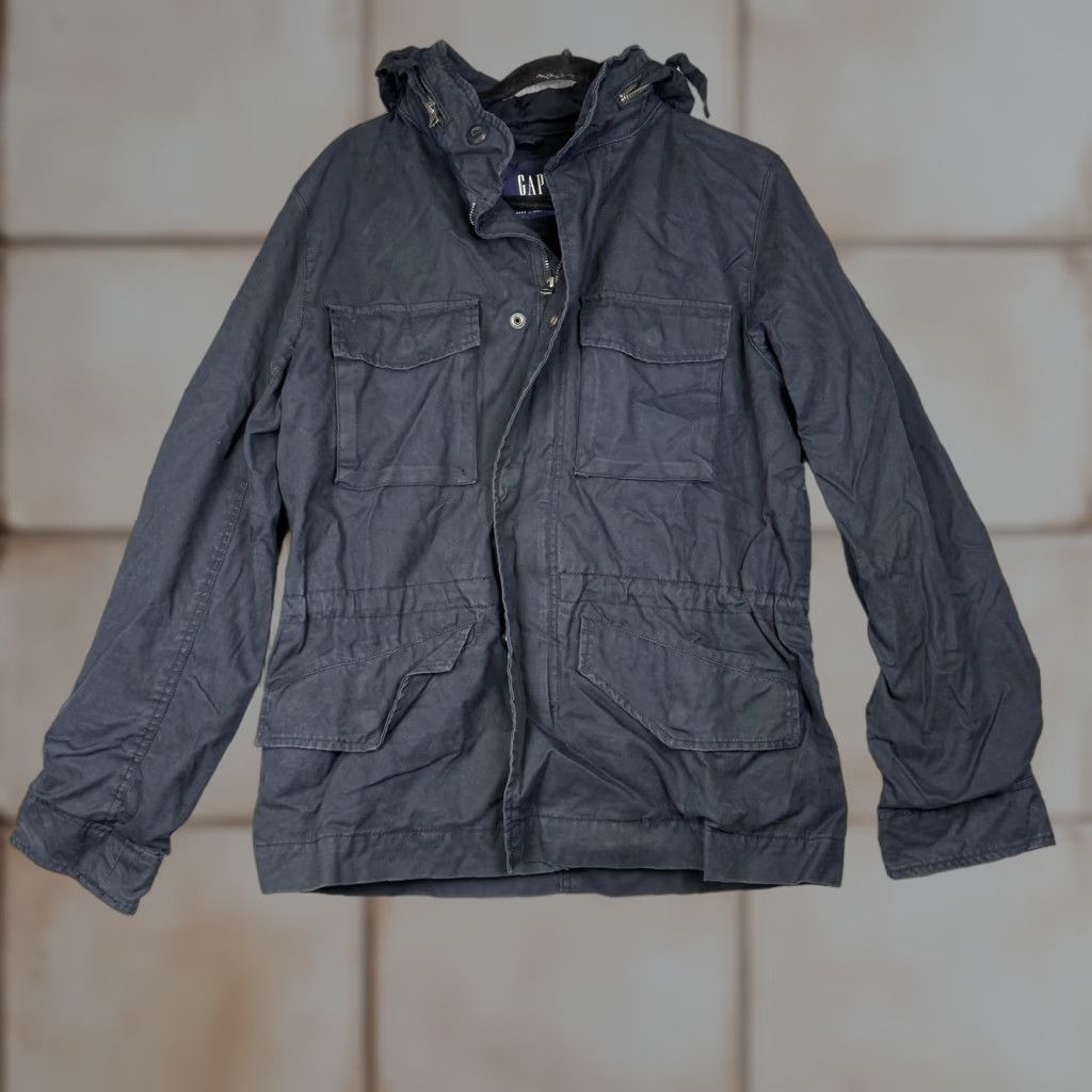 Gap VINTAGE GAP Jacket Fatigue Utility Full Zip Hooded Black Fog S Men’s Small Coat Shirt - Women? Size US S / EU 44-46 / 1 - 1 Thumbnail