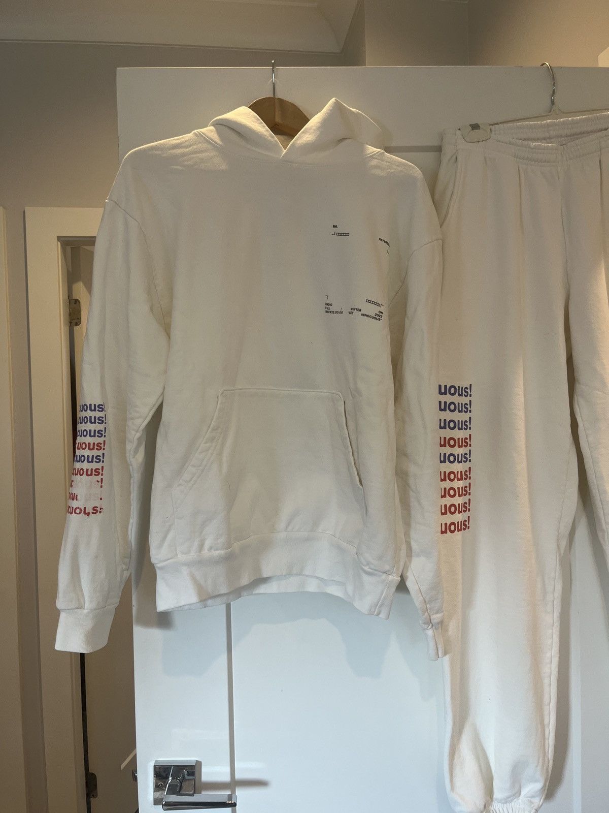 image of Mr Saturday Get Innocuous Hoodie Misprinted in Beige, Men's (Size Medium)