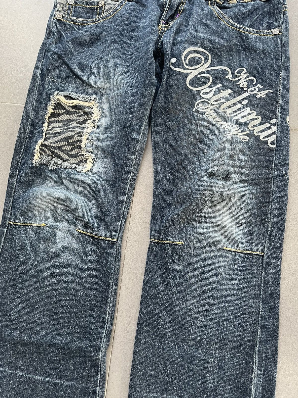 14th Addiction Japanese~Bat-tsu Studio Double Waist Poem Punk Denim Pants Size US 28 / EU 44 - 6 Thumbnail