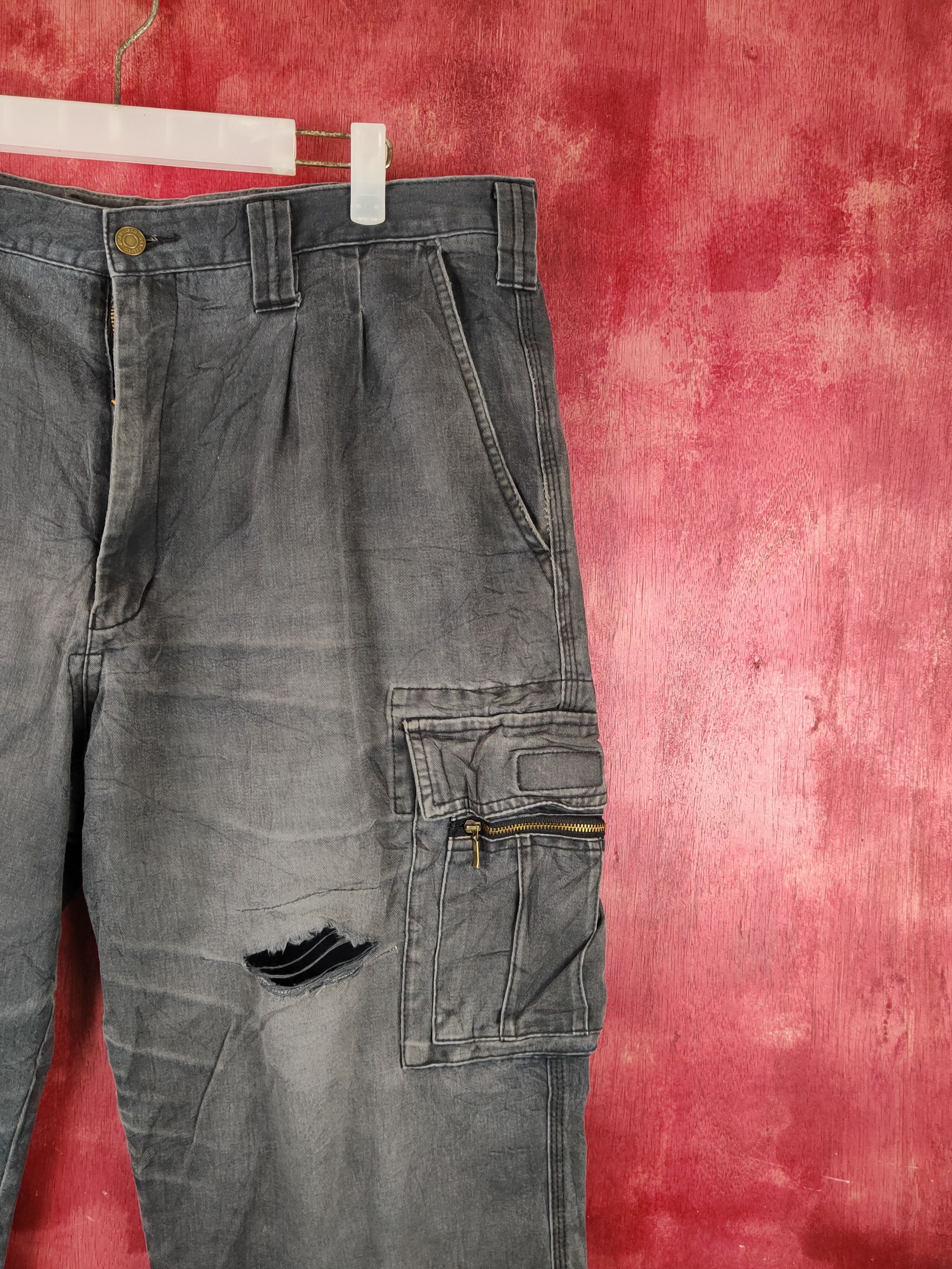 Grancisco Dark Blue Faded Multipocket Cargo Pants #S1441