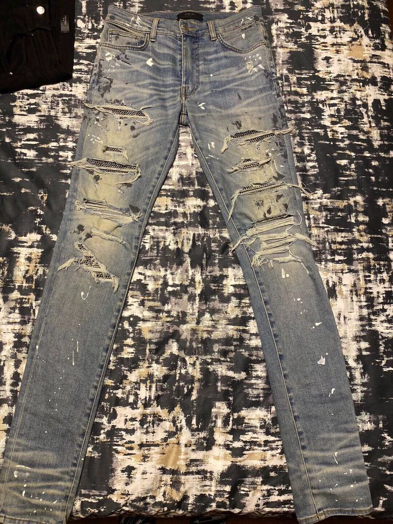 Amiri Amiri blue diamond denim pants Size US 31 - 1 Thumbnail