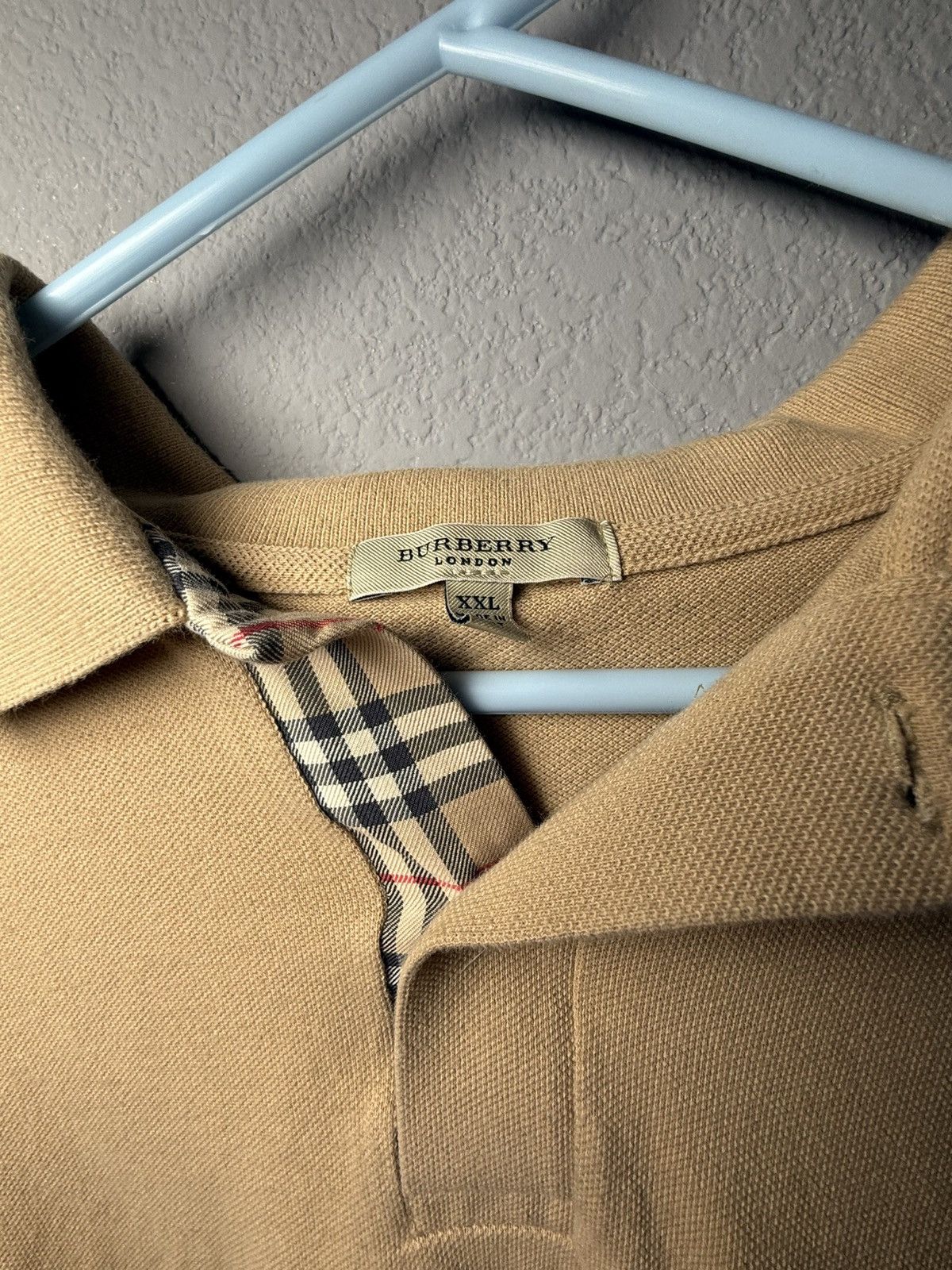 Tan and Cream Vintage Burberry Polo shirt