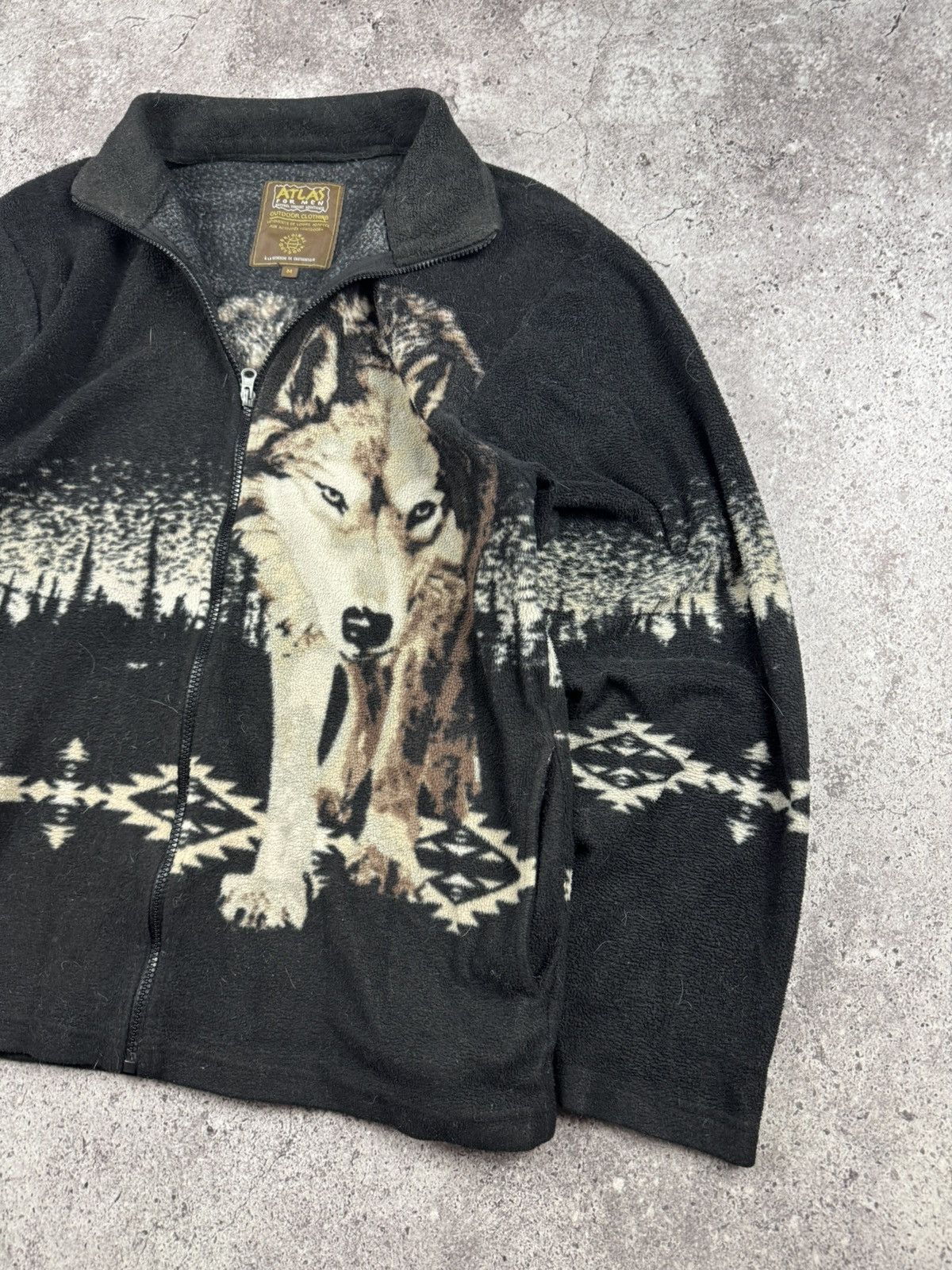 Vintage 🇺🇸 Vintage 90s Wolf Fleece USA animal rare retro Y2K hype Size US M / EU 48-50 / 2 - 2 Thumbnail