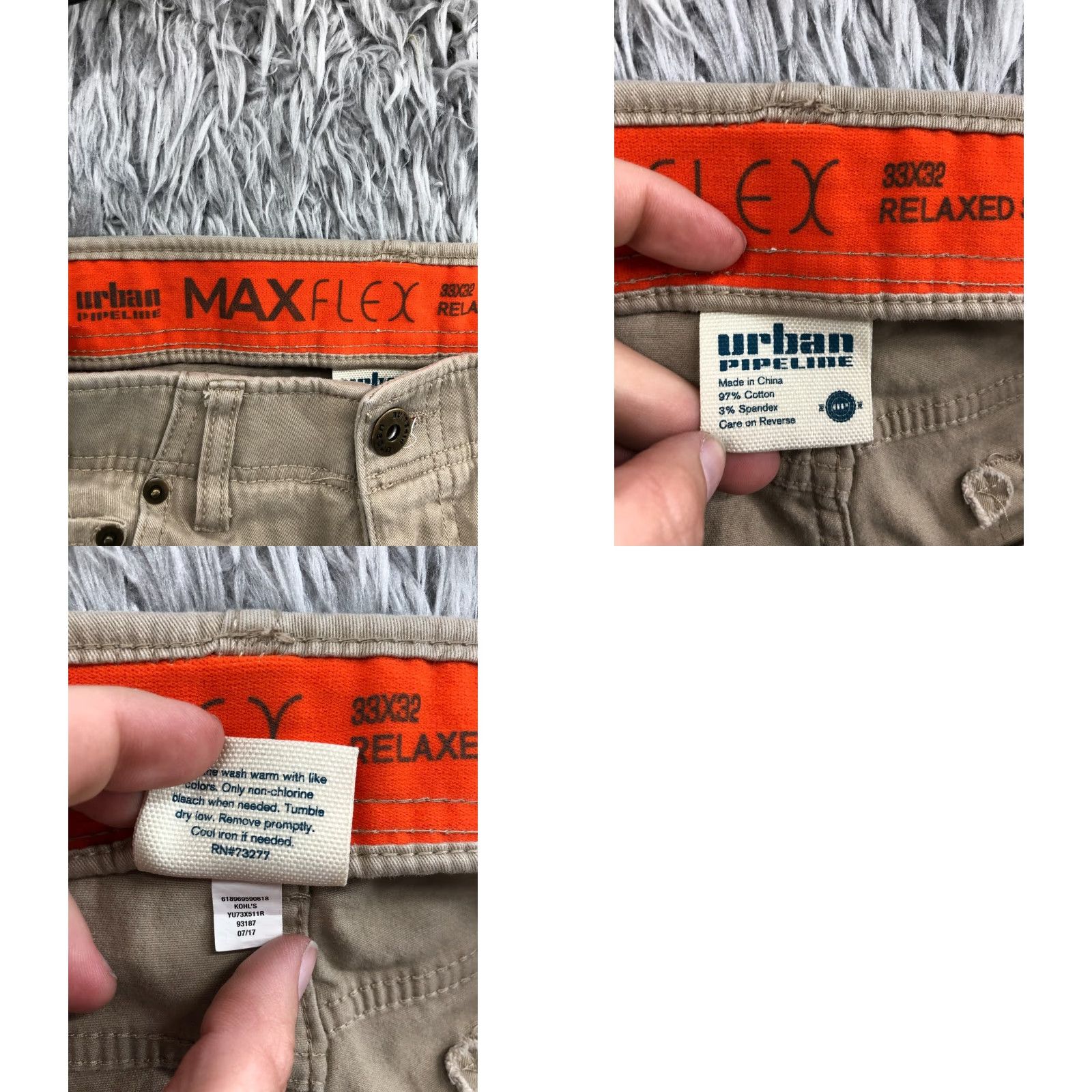 Vintage Urban Pipeline Relaxed Straight Chino Pants 33x32 Mens Beige Medium Wash Size US 33 - 9 Thumbnail