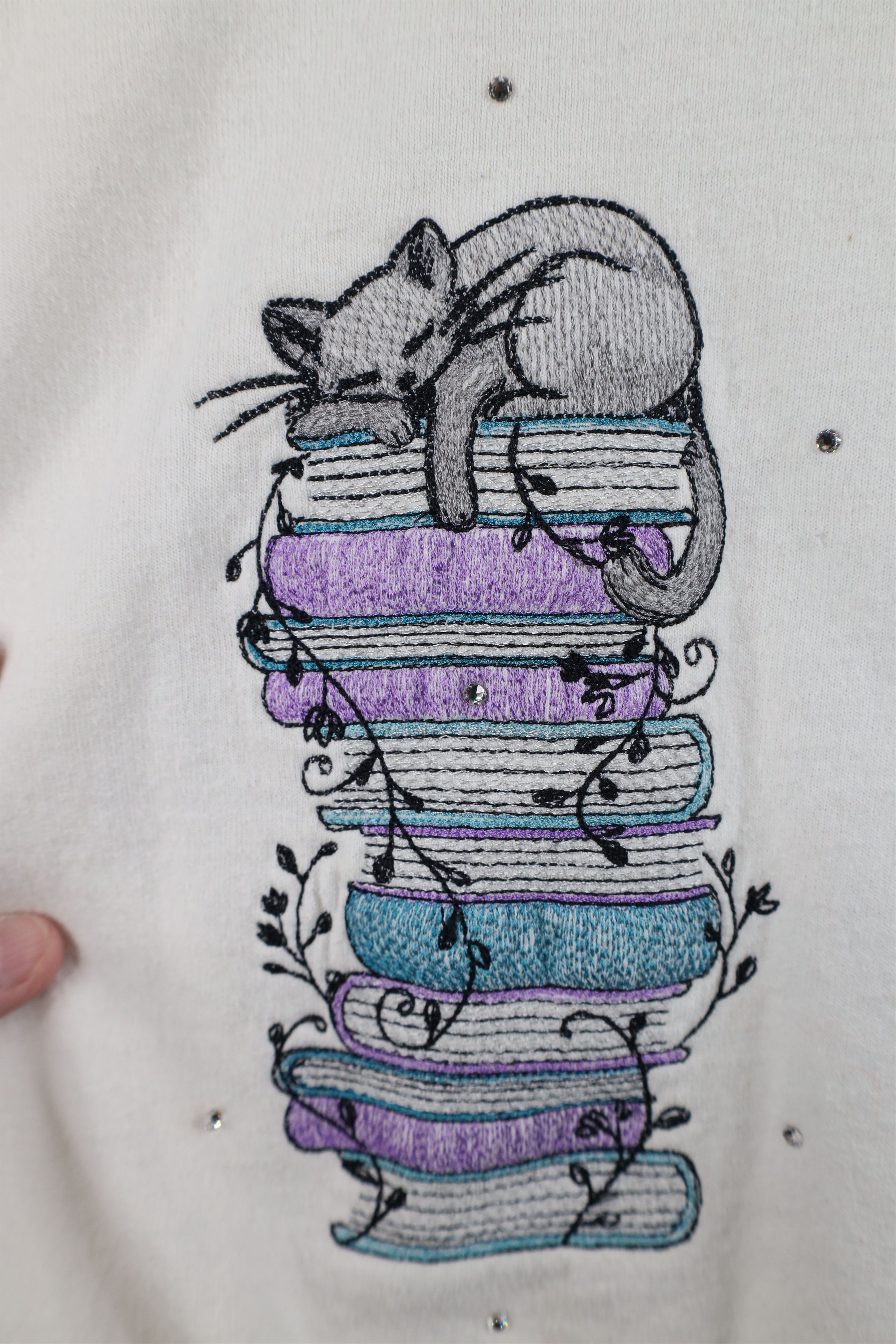 Vintage Vintage 90s Y2K Streetwear Cat Kitten Reading Zip Hoodie Size XXL / US 16-18 / IT 52-54 - 12 Thumbnail