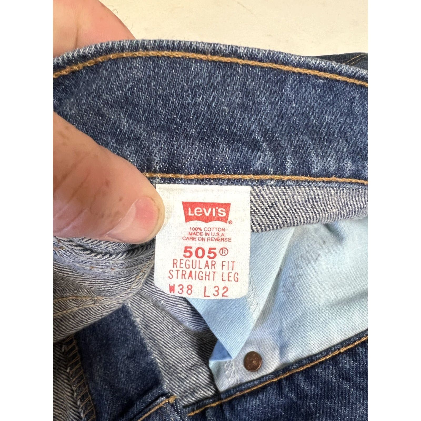 Levi's VINTAGE Levi's 505 Jeans Orange Tab Straight Blue Denim 36x30 Mens 90s USA Size US 36 / EU 52 - 5 Thumbnail