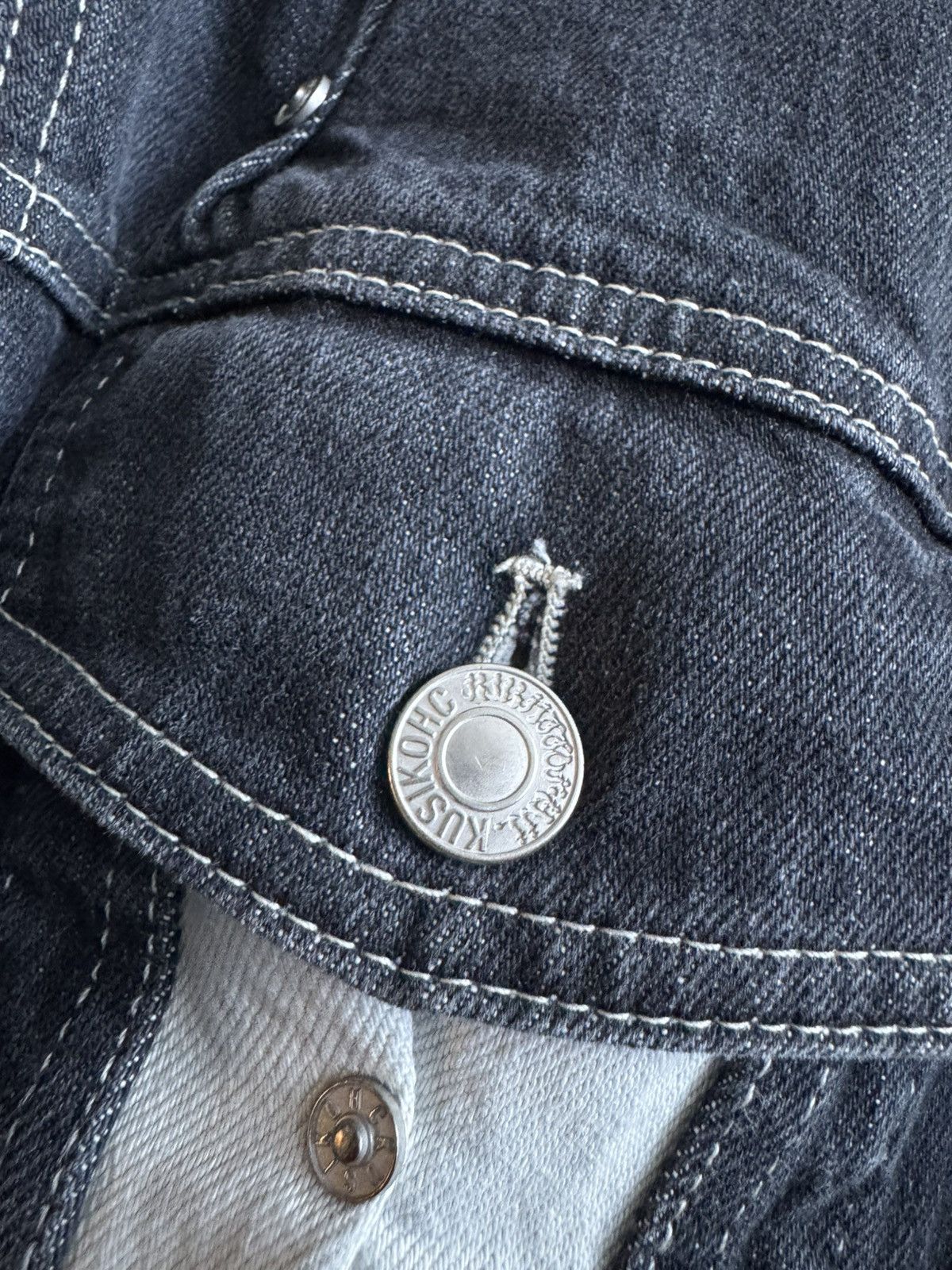 Kusikohc KUSIKOHC gray and white paneled rivet denim jacket Size US L / EU 52-54 / 3 - 5 Thumbnail
