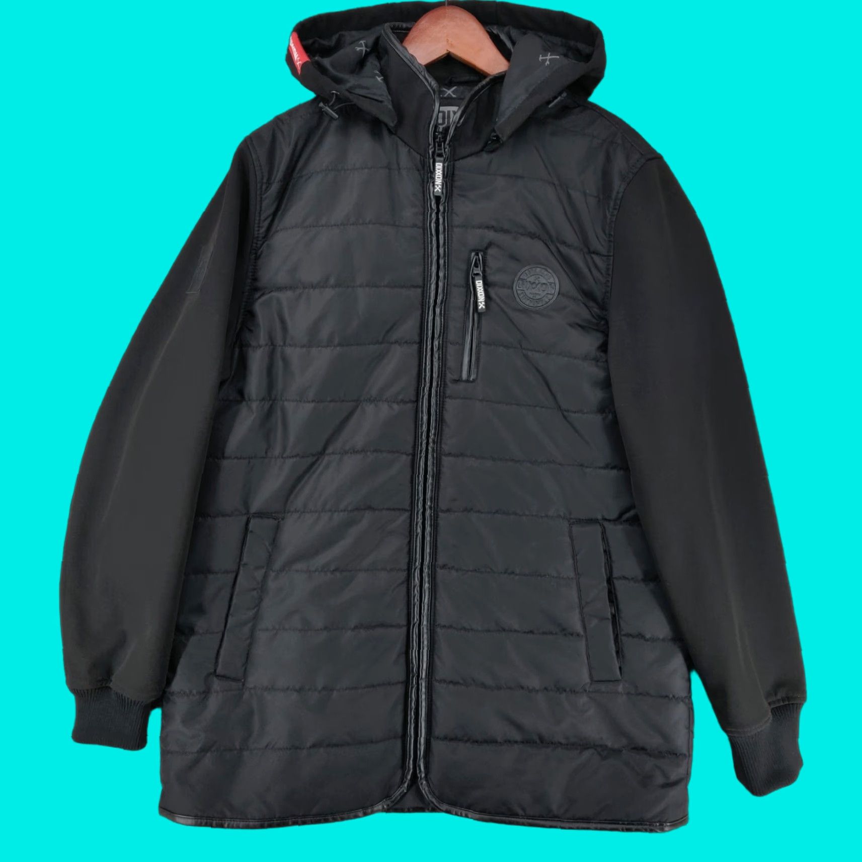 Vintage Dixxon The Resistor Jacket Mens Large L Black Puffer Full Zip Hoodie Hooded Size US L / EU 52-54 / 3 - 1 Thumbnail