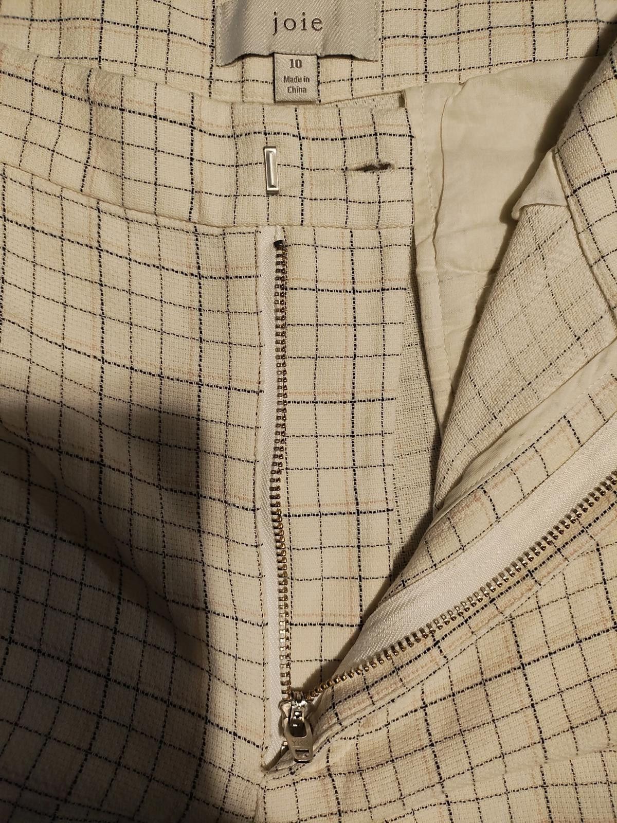 Jones New York Joie Women's Beige Checkered Trousers Size 10 Size 32" / US 10 / IT 46 - 3 Thumbnail