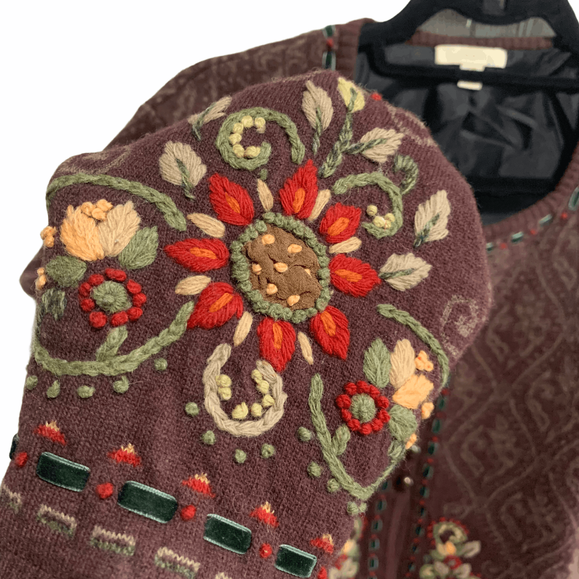 Vintage Vintage Carson Lambs Wool Boho Embroidered Jacket Size L / US 10 / IT 46 - 3 Thumbnail