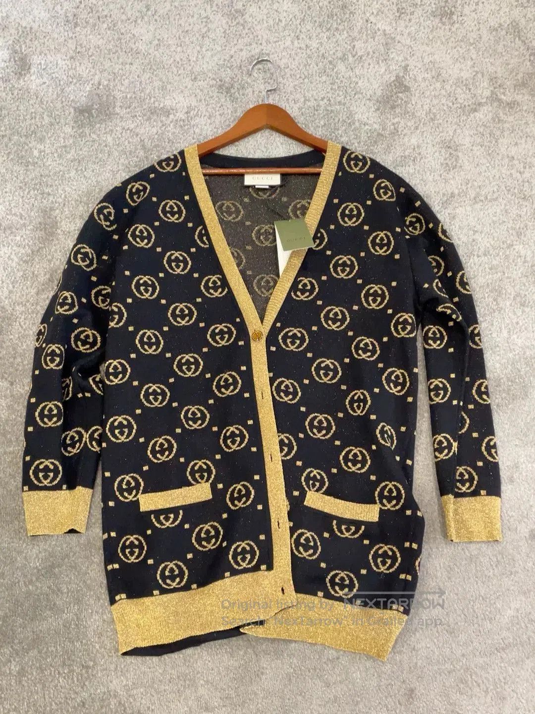 Gucci Gucci Black Gold Double G Knit Cardigan. Size L / US 10 / IT 46 - 1 Thumbnail