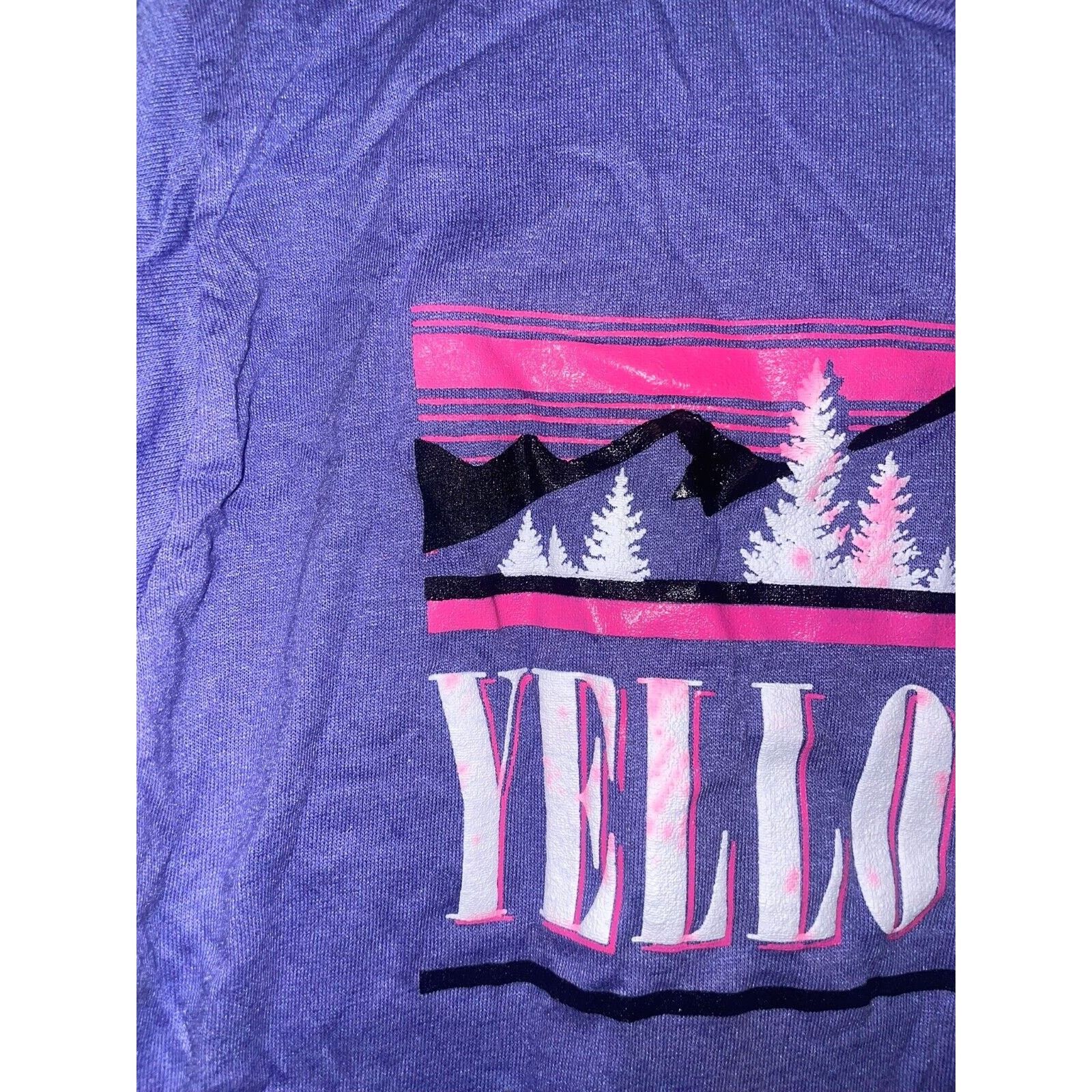 Jerzees 1989 Vintage Yellowstone Mountain Graphic Purple Shirt 80s Size M / US 6-8 / IT 42-44 - 3 Thumbnail