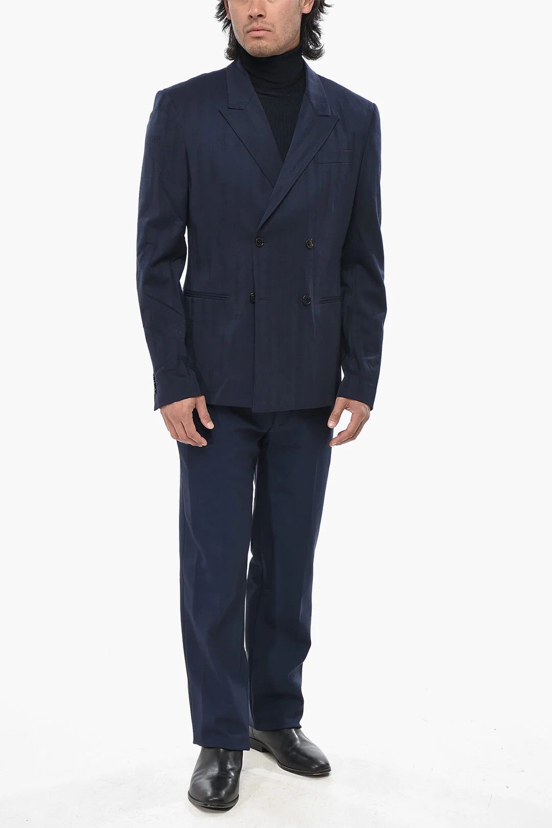 Off-White og1mm0426 Wool-Blend Jacquard Double-Breasted Blazer in Blue Size US L / EU 52-54 / 3 - 4 Thumbnail