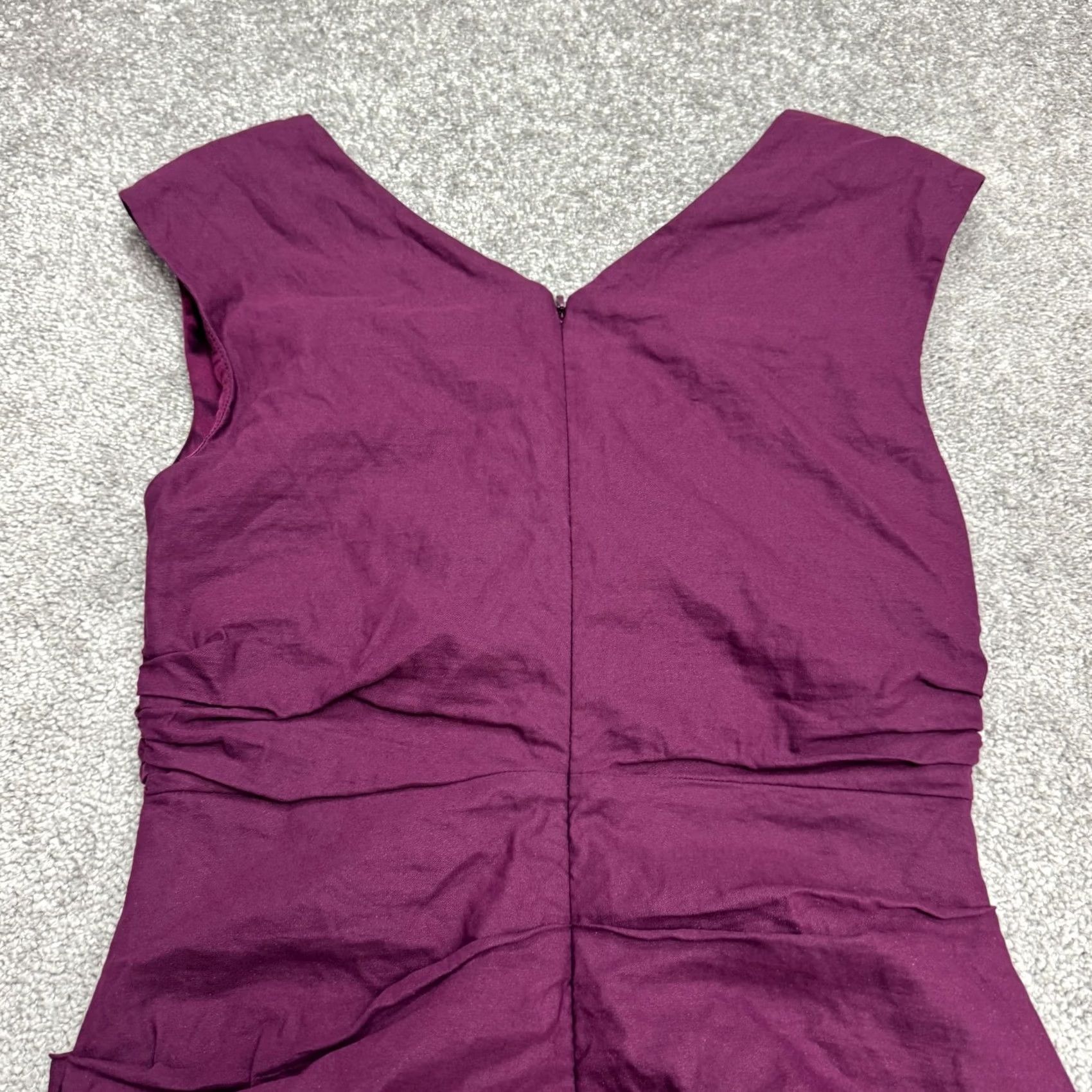 Eileen Fisher Eileen Fisher Ruched Sheath Dress Womens 10P Purple Sleeveless V-Neck Lined Knee Length Petite Size L / US 10 / IT 46 - 4 Thumbnail