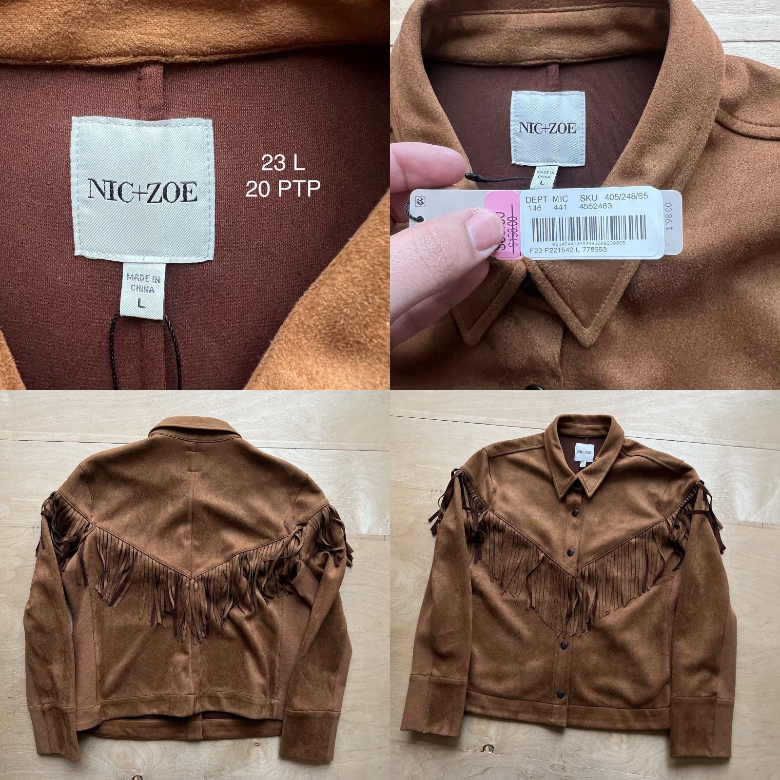 NIC+ZOE Nic+Zoe Fringe Jacket Women's Large Brown Western Outerwear NWT Jacket Size L / US 10 / IT 46 - 8 Thumbnail
