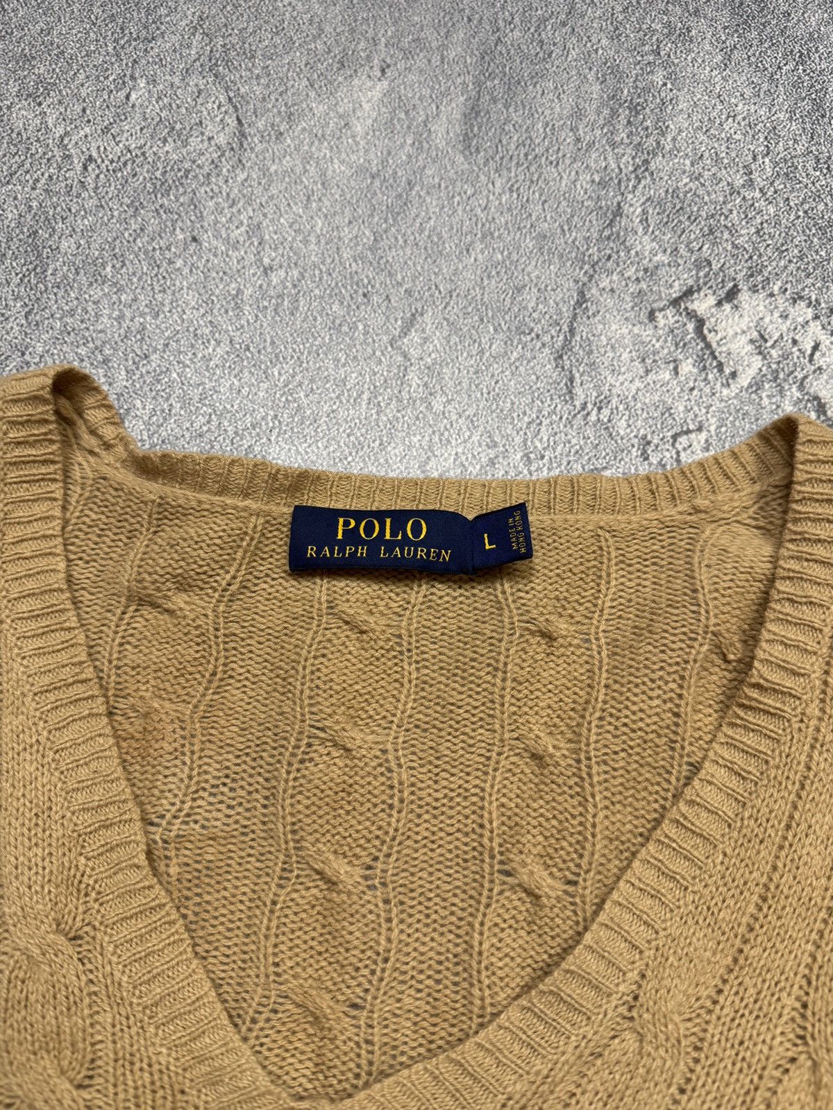 Polo Ralph Lauren Polo Ralph Lauren V-Neck Cable Knitwear Sweater Vintage Size US L / EU 52-54 / 3 - 6 Thumbnail