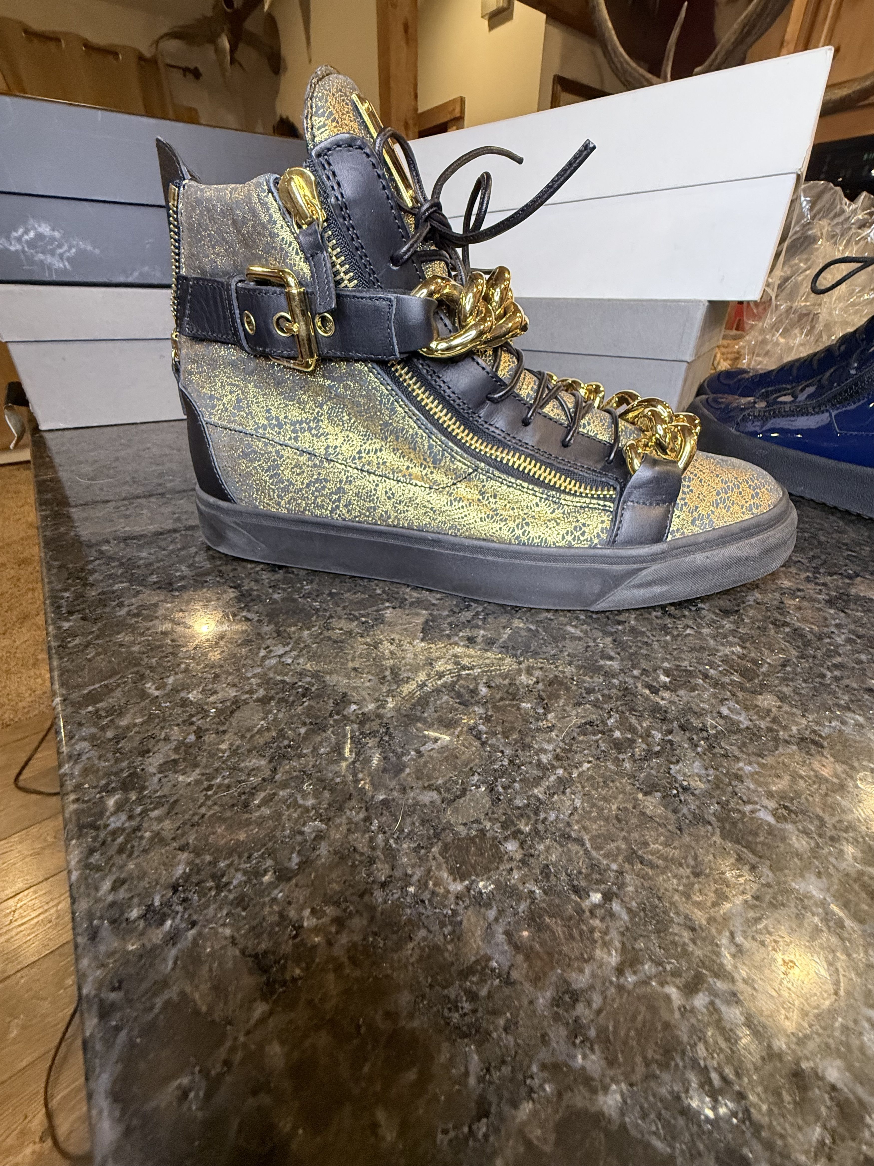 Giuseppe Zanotti BLK/GLD chain Giuseppe sneakers Size US 15 / EU 48 - 4 Thumbnail