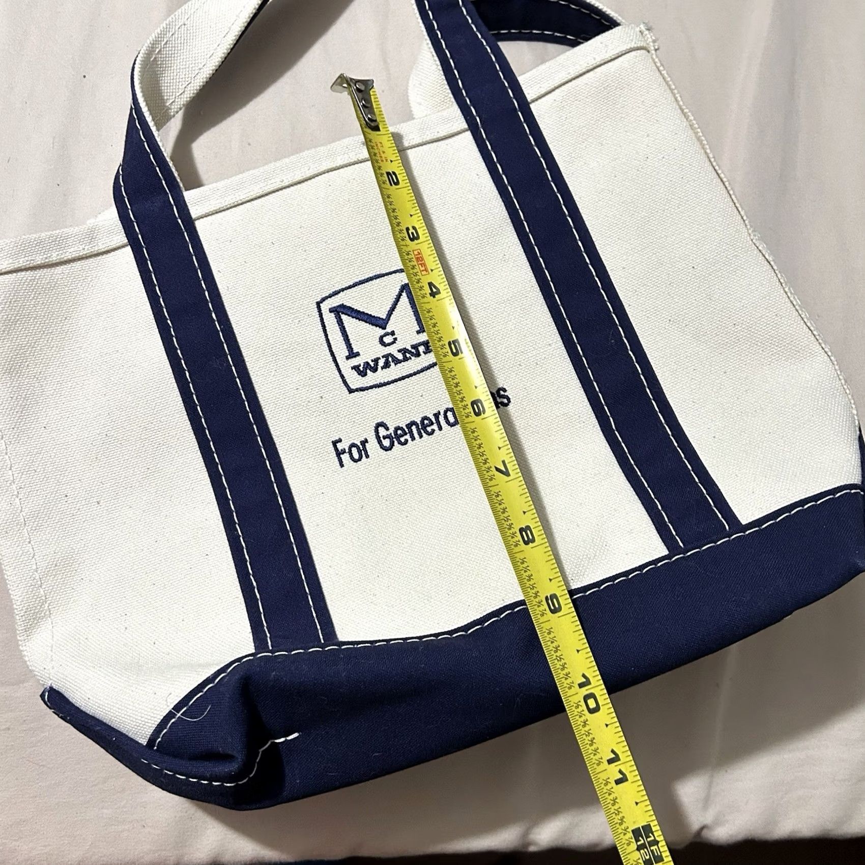 Vintage VINTAGE L.L. Bean Boat And Tote Tote Bag Made In USA Medium Cream And Navy Bag Mens Medium Ivory USA 90s Size ONE SIZE - 7 Thumbnail