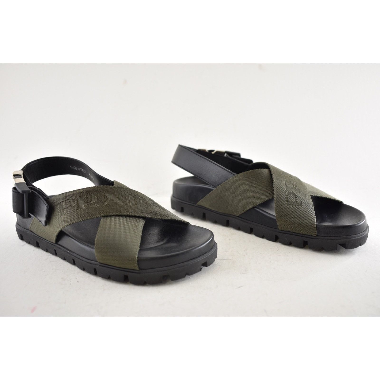 Prada Prada Montana Nastro Criss Cross Strap Buckle Green Black Size US 5.5 / IT 35.5 - 4 Thumbnail