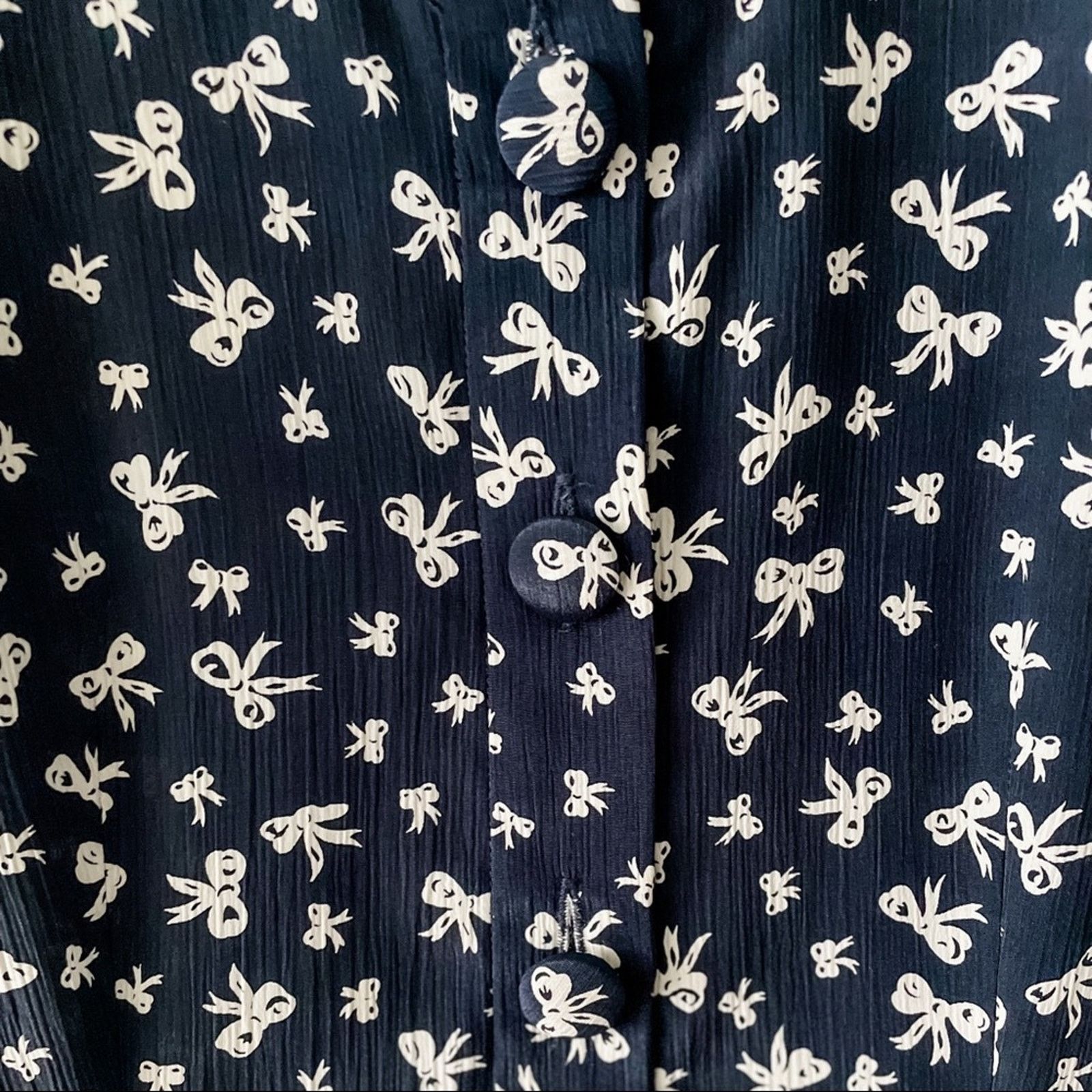 Vintage Leslie Fay Vintage Navy Bow Print Drop Waist Flounce Dress S Size S / US 4 / IT 40 - 7 Thumbnail