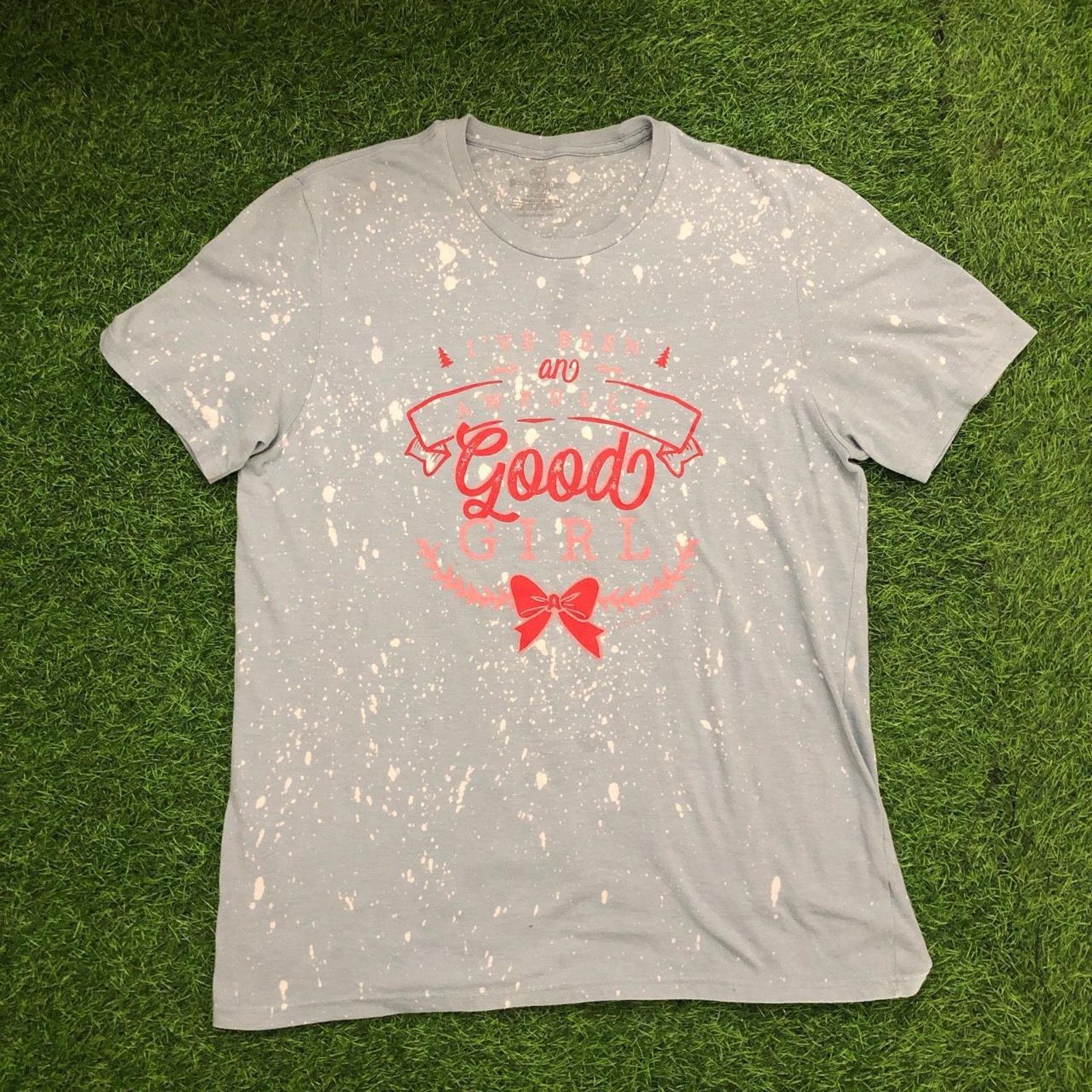 Other Blue Splatter Naughty/Nice Christmas Graphic Quote Tee Size L / US 10 / IT 46 - 1 Thumbnail