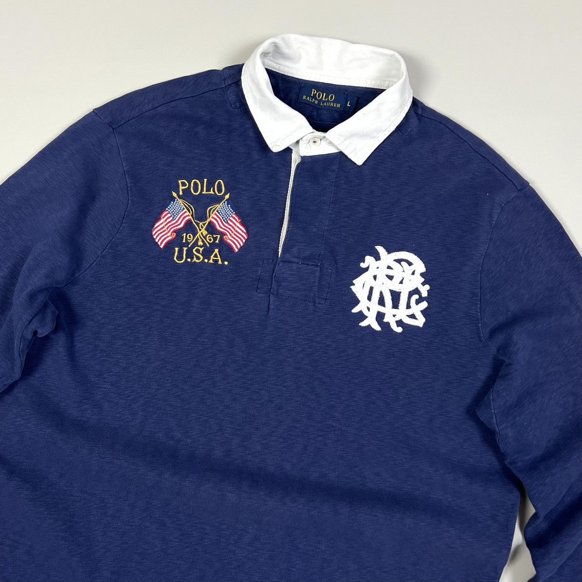 Polo Ralph Lauren Polo Ralph Lauren USA Number 5 Big Logo Rugby Size L Size US L / EU 52-54 / 3 - 3 Thumbnail