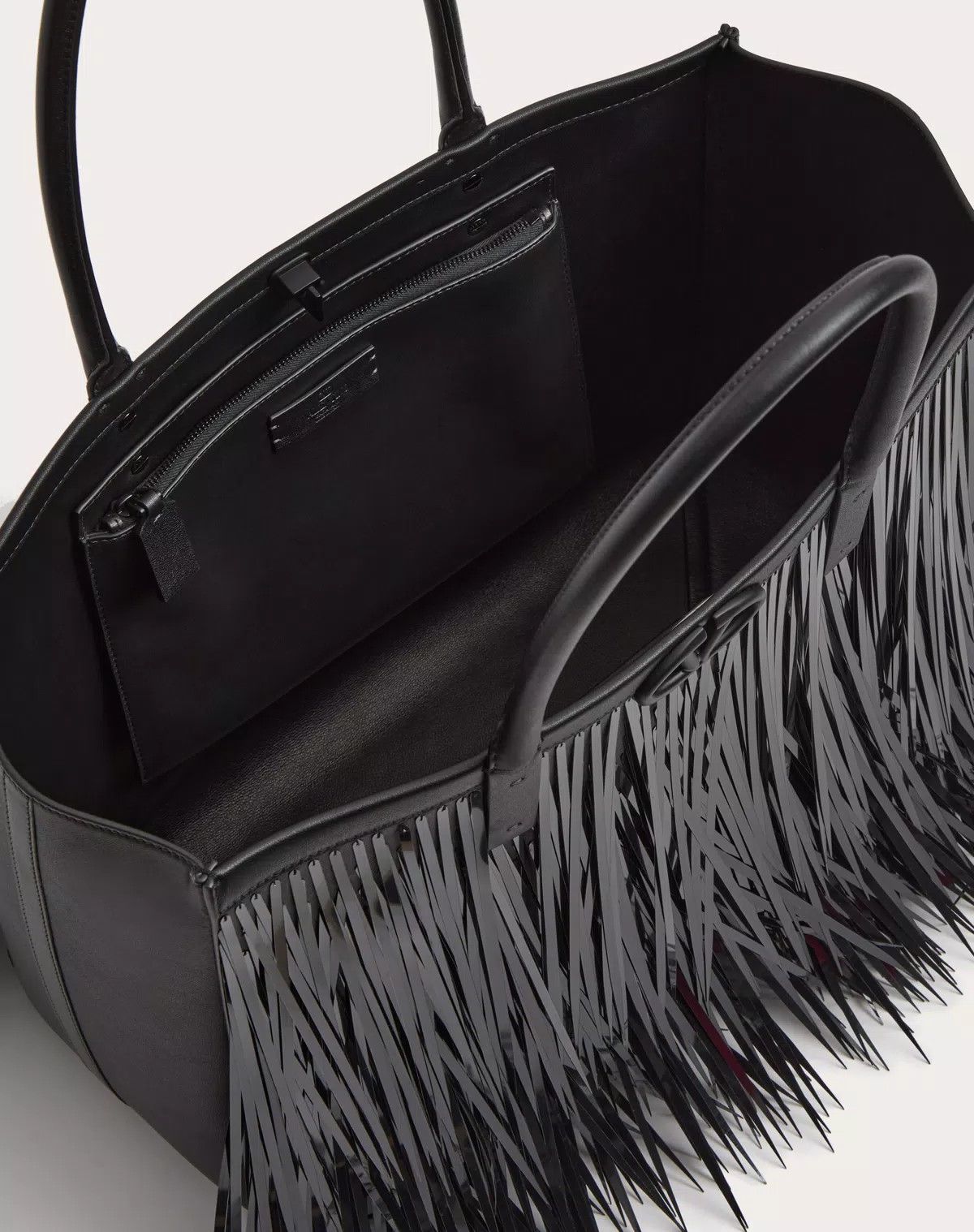 Valentino oc11z0725 Size:OS/ Shopping Bag With Sequin Fringes in Black Size ONE SIZE - 5 Thumbnail