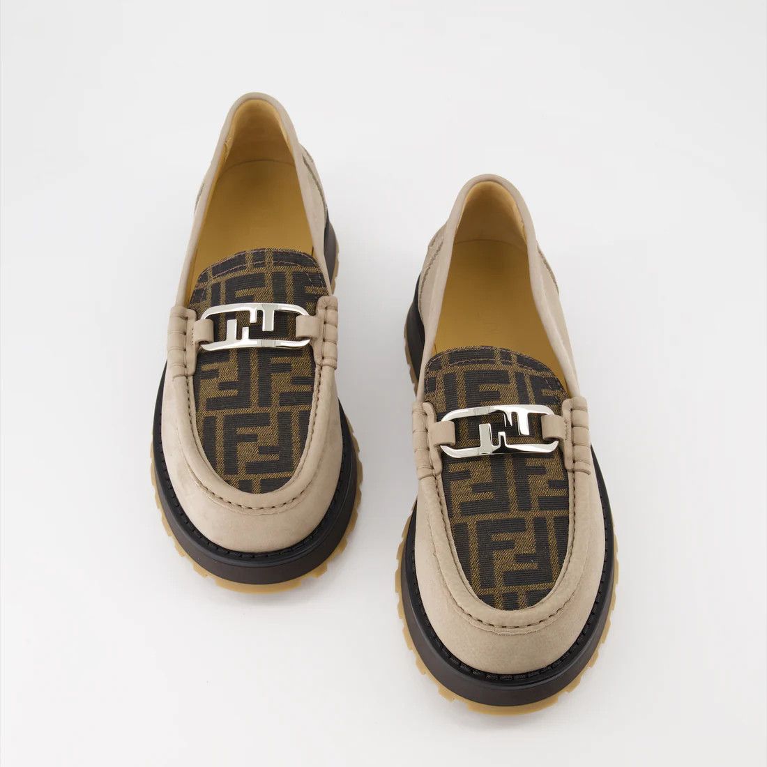 Fendi o1w1db10325 7D1581 Loafers in Beige & Brown Size US 12 / EU 45 - 6 Thumbnail