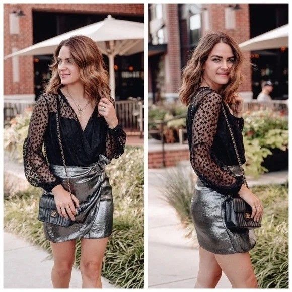 Amanda Uprichard Amanda Uprichard M YURI Black Star Motif Bodysuit Sheer Lace Size M / US 6-8 / IT 42-44 - 8 Thumbnail