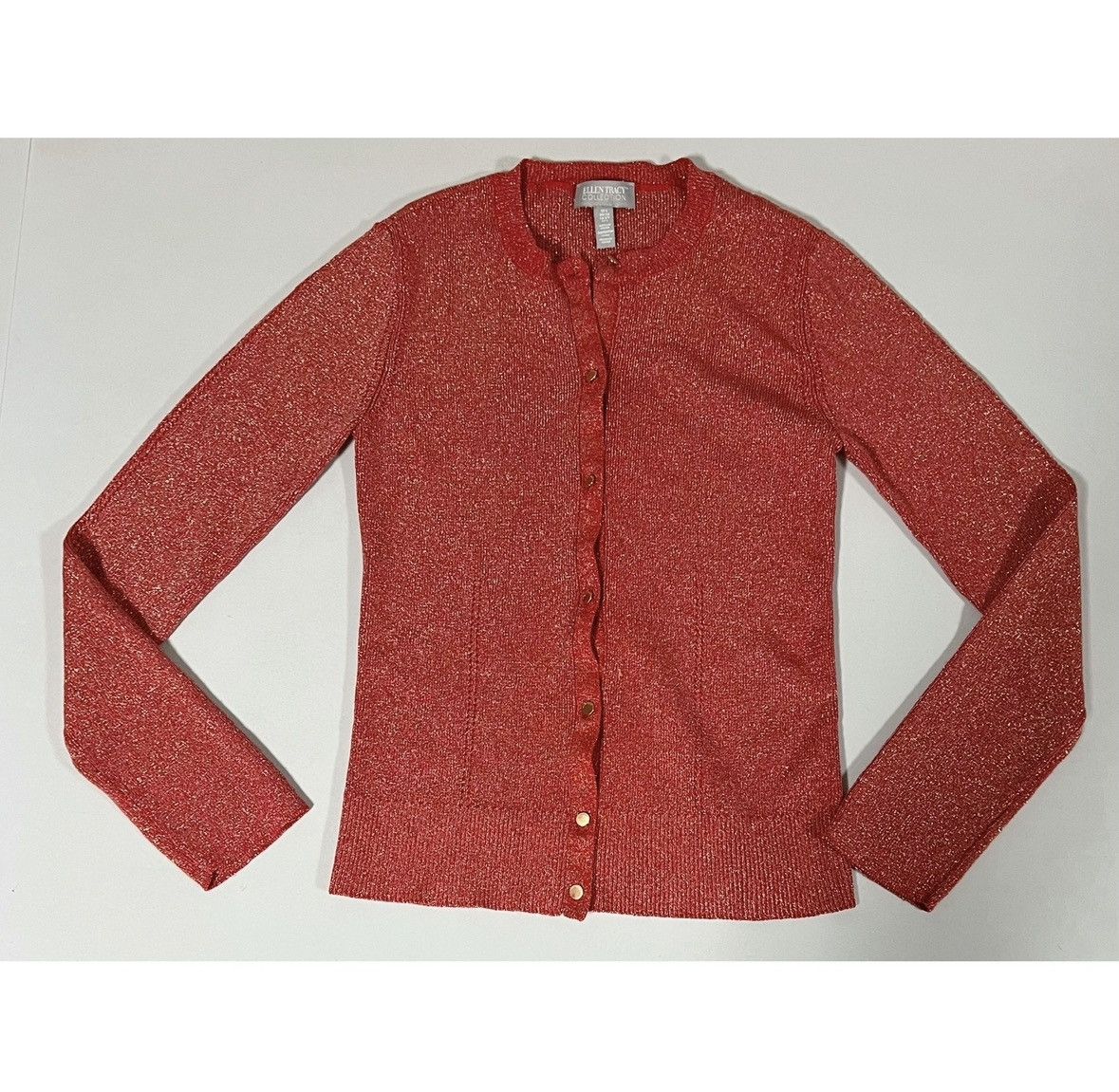 Ellen Tracy Ellen Tracy Red Gold Knit Sweater Cardigan Top Size S ❤️✨ Size S / US 4 / IT 40 - 2 Thumbnail