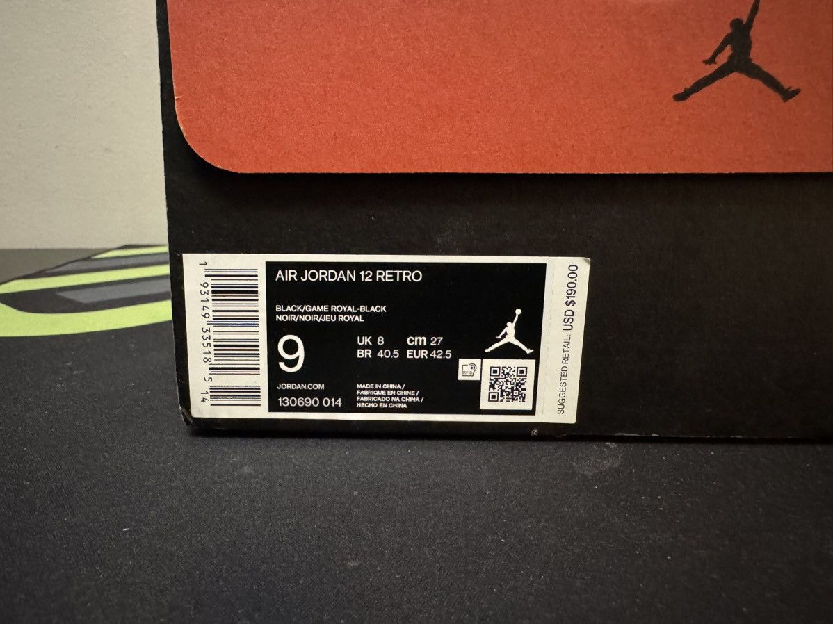 Jordan Brand Nike Air Jordan 12 Retro Black Royal Game Blue Size 9 Size US 9 / EU 42 - 8 Thumbnail