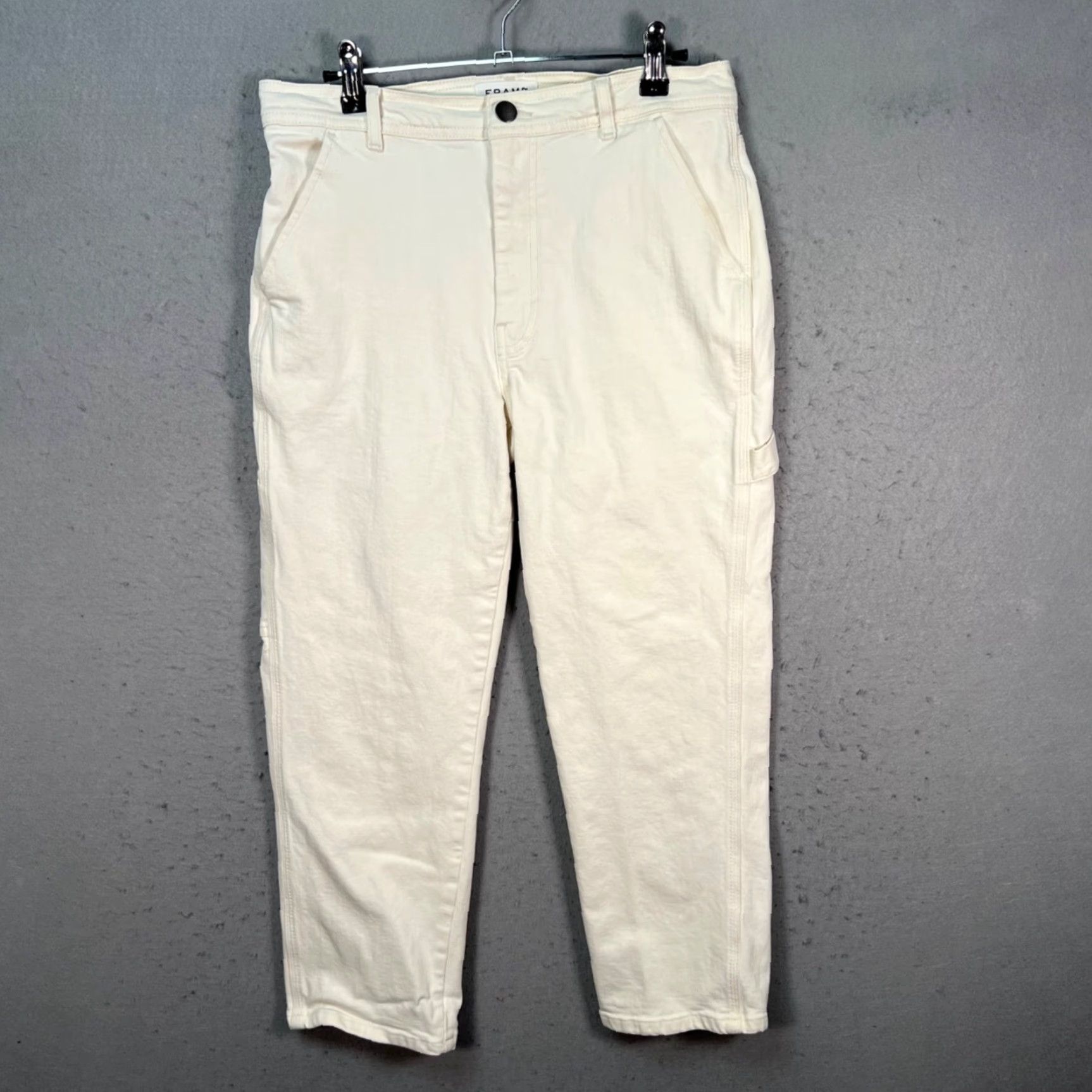 Frame FRAME Womens Jeans Cropped High Rise White Cotton/Denim Carpenter 28 Inseam 23 Regular Size 28 Vintage? No Size 28" / US 6 / IT 42 - 2 Thumbnail