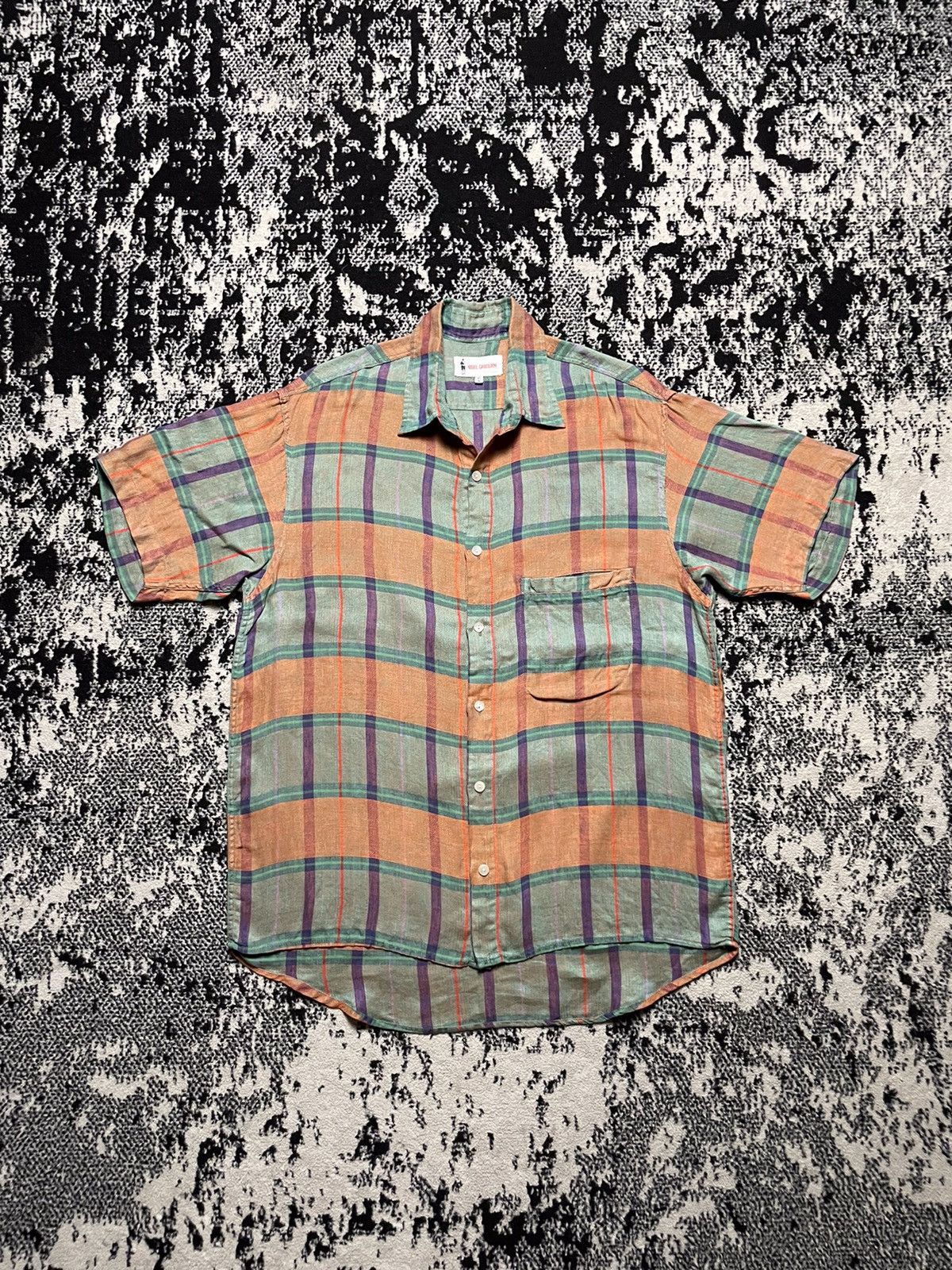 Vintage nigel cabourn multicolor plaid linen button up