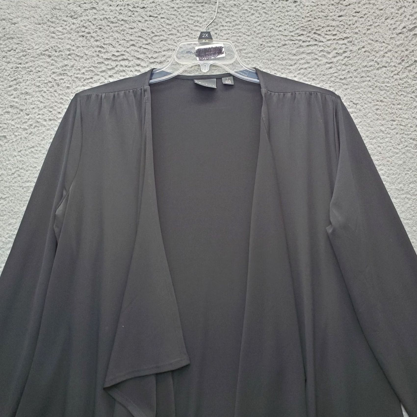 Vintage Tribal Womens Cardigan Black Solid Stretch Open Front Drape Long Sleeve Size L Size L / US 10 / IT 46 - 3 Thumbnail