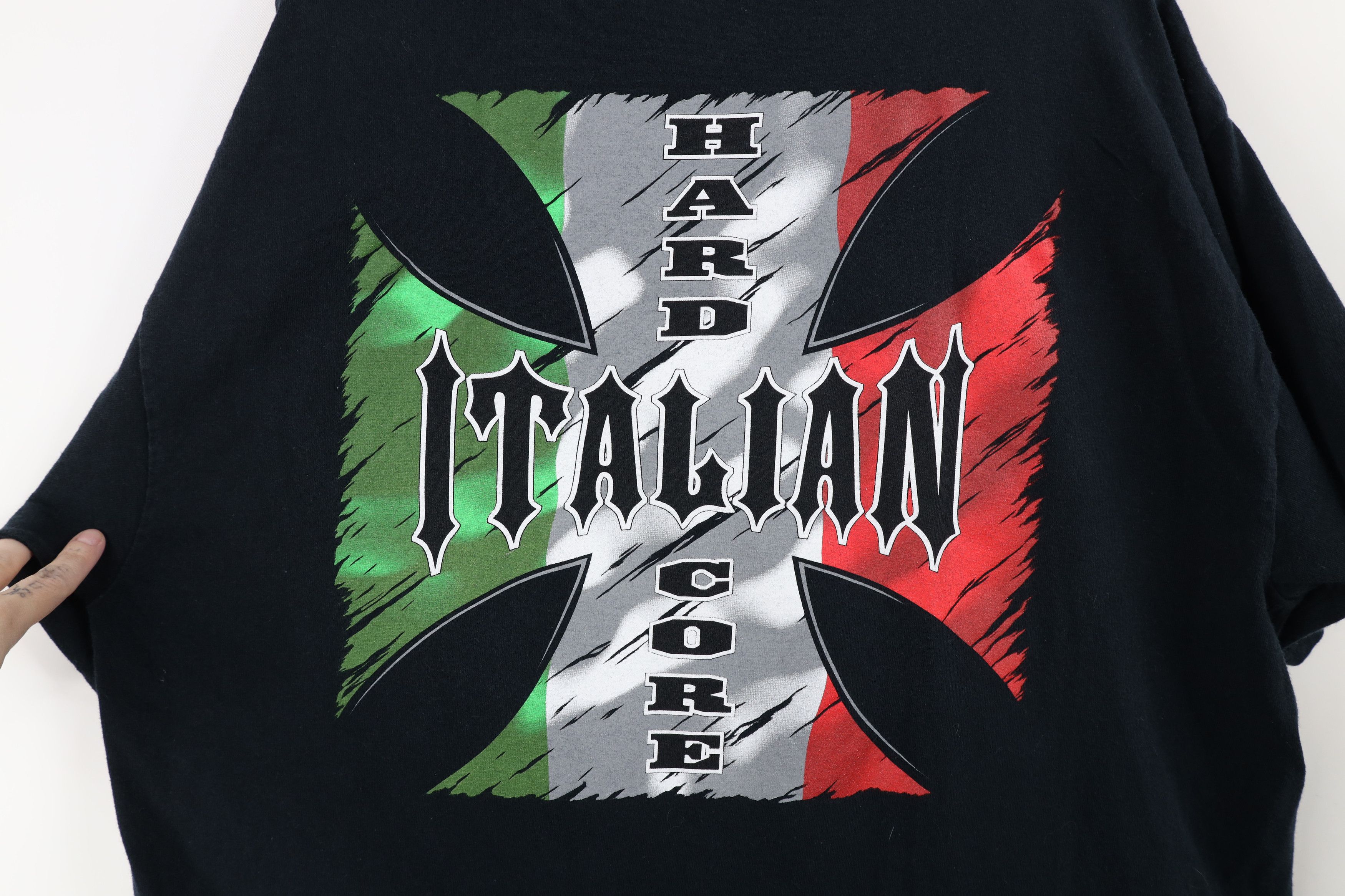 Vintage Vintage 90s Y2K Cross Hardcore Italian Short Sleeve T-Shirt Size US XL / EU 56 / 4 - 11 Thumbnail