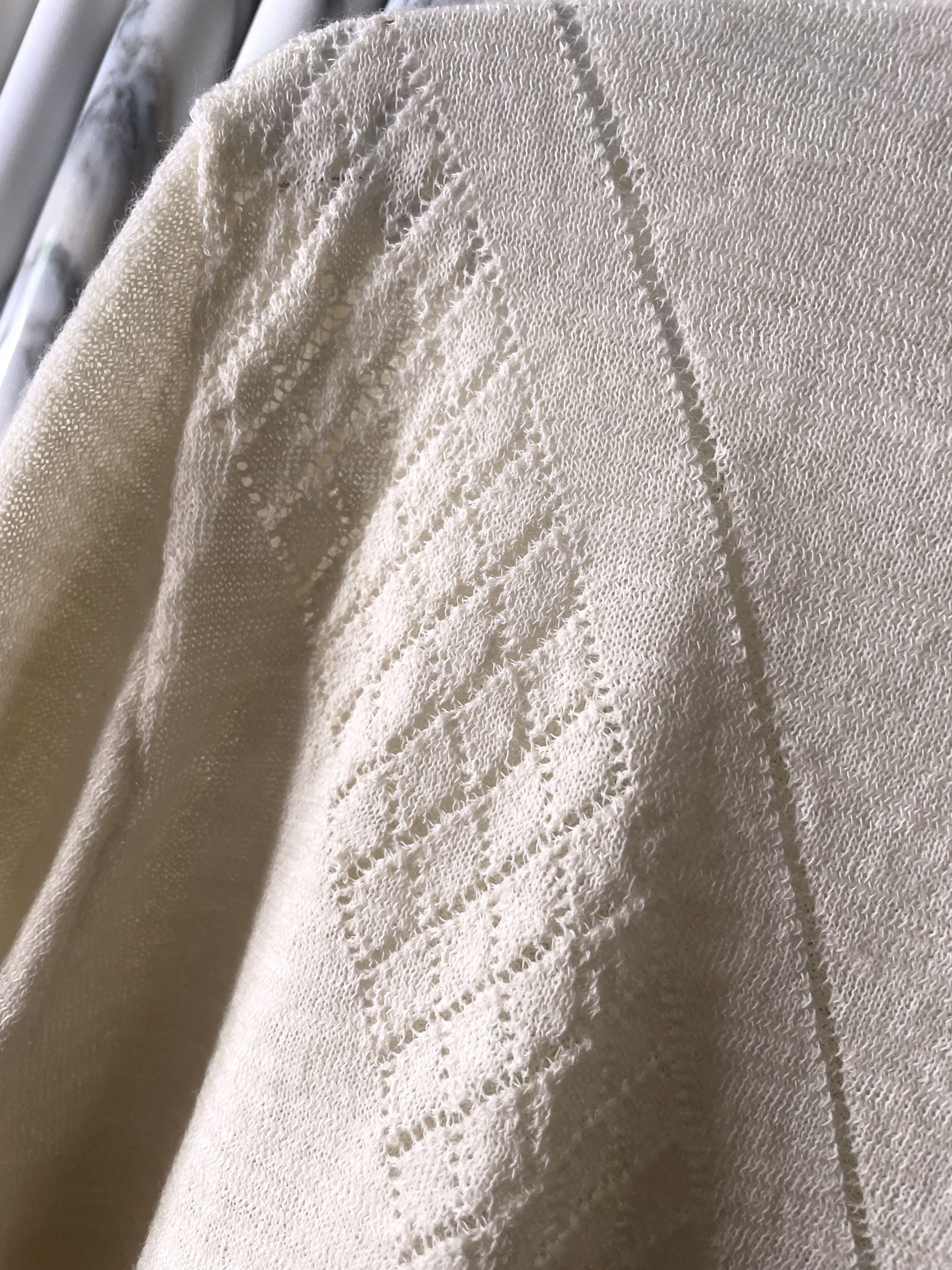 Jil Sander CHEVRON LADDER STITCHED OFF WHITE WOOL POLO SWEATER Size US M / EU 48-50 / 2 - 7 Thumbnail