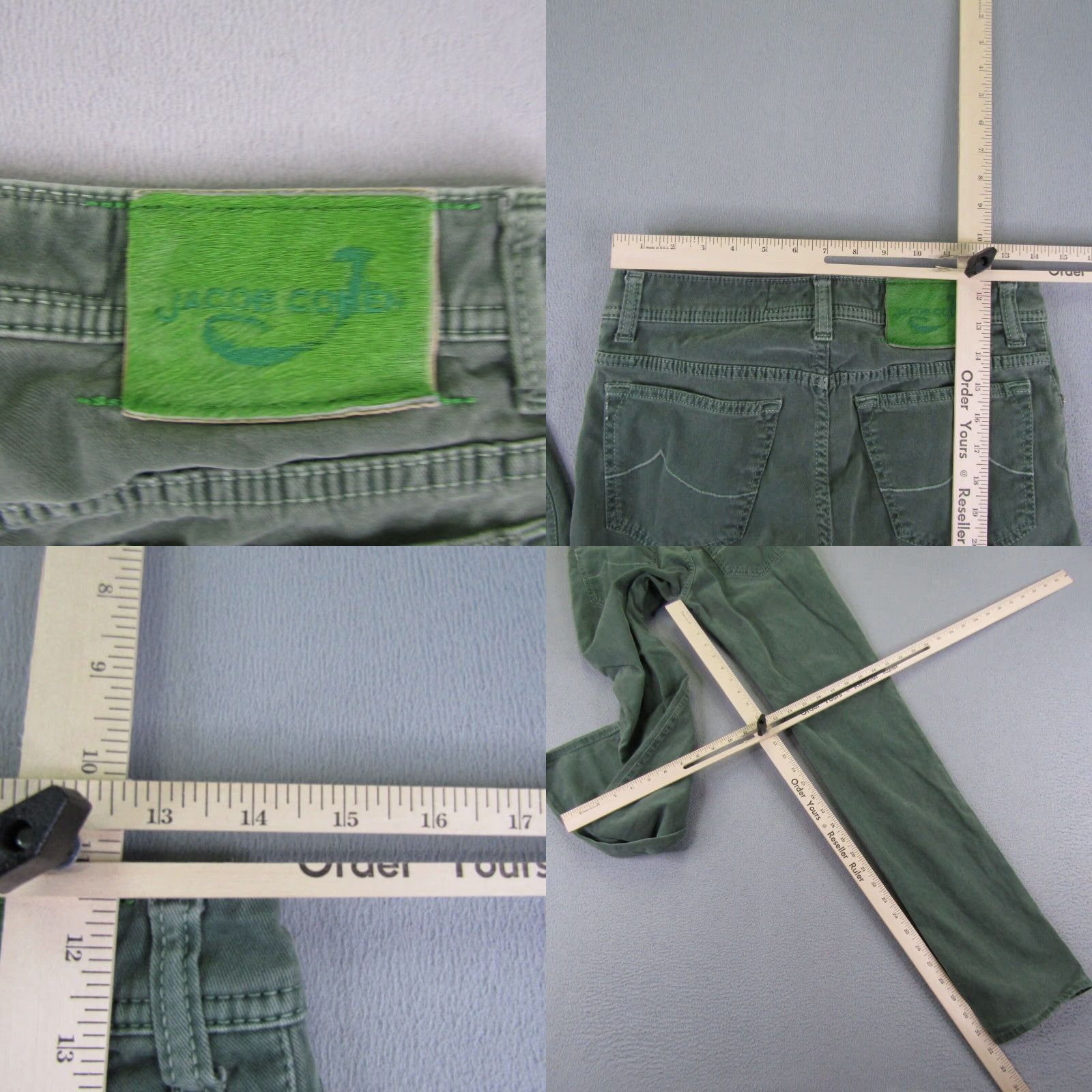 Jacob Cohen Jacob Cohen Pants Womens 30 Green Button Fly Handmade Slim Straight Italy Jeans Size 28" / US 6 / IT 42 - 8 Thumbnail