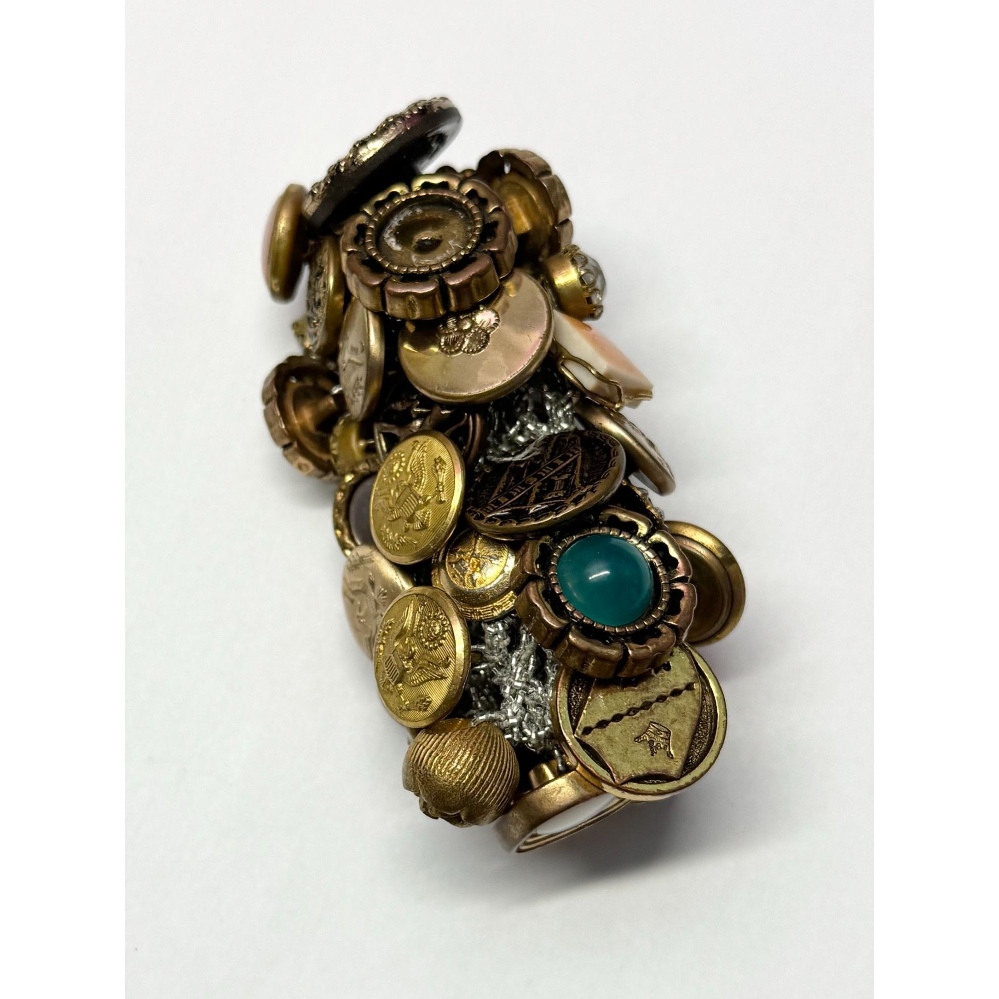 Vintage Vintage estate button charm handmade stretch bracelet Size ONE SIZE - 4 Thumbnail
