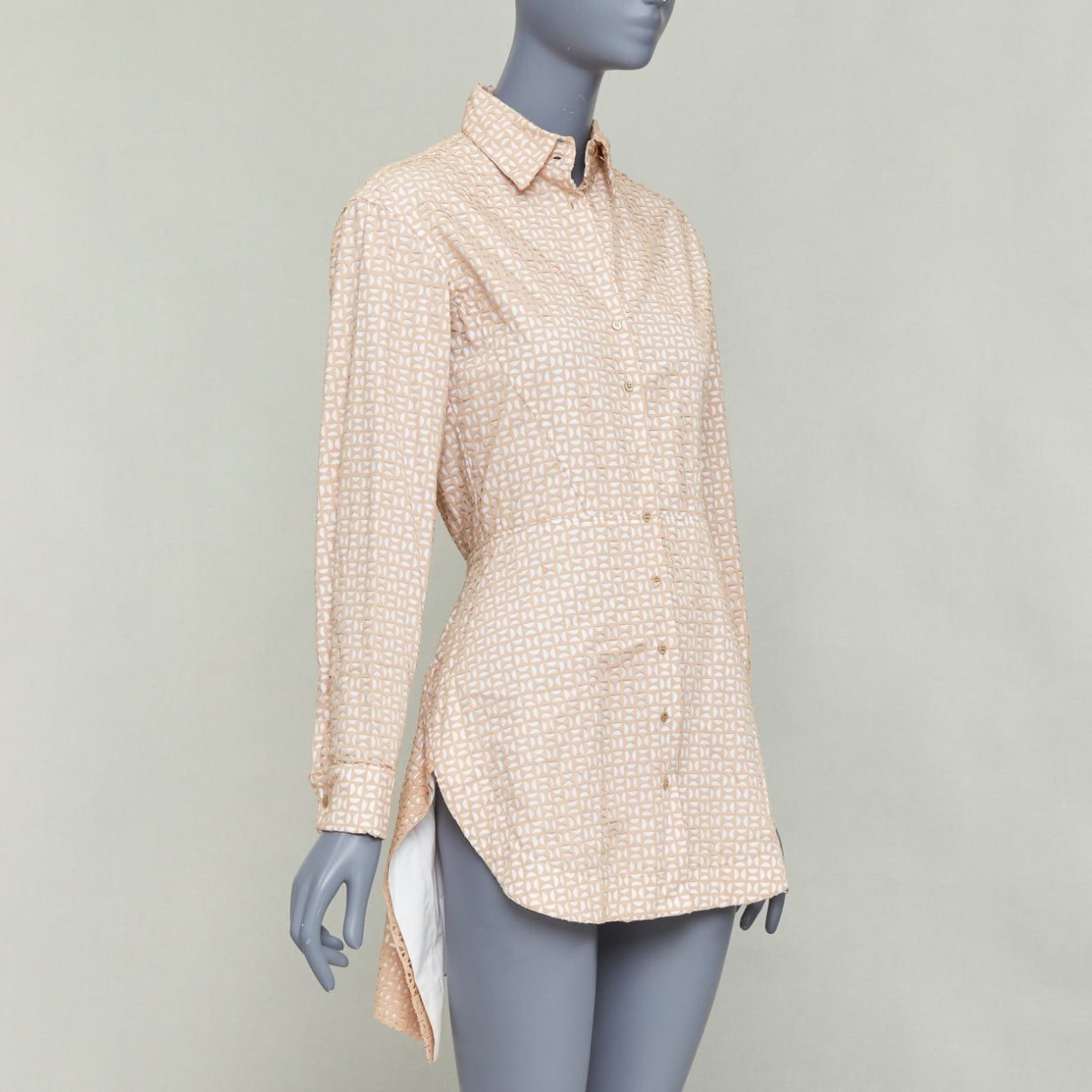 Alaia ALAIA 2012 nude cream laser cut overlay cotton peplum shirt dress FR38 M Size M / US 6-8 / IT 42-44 - 1 Thumbnail